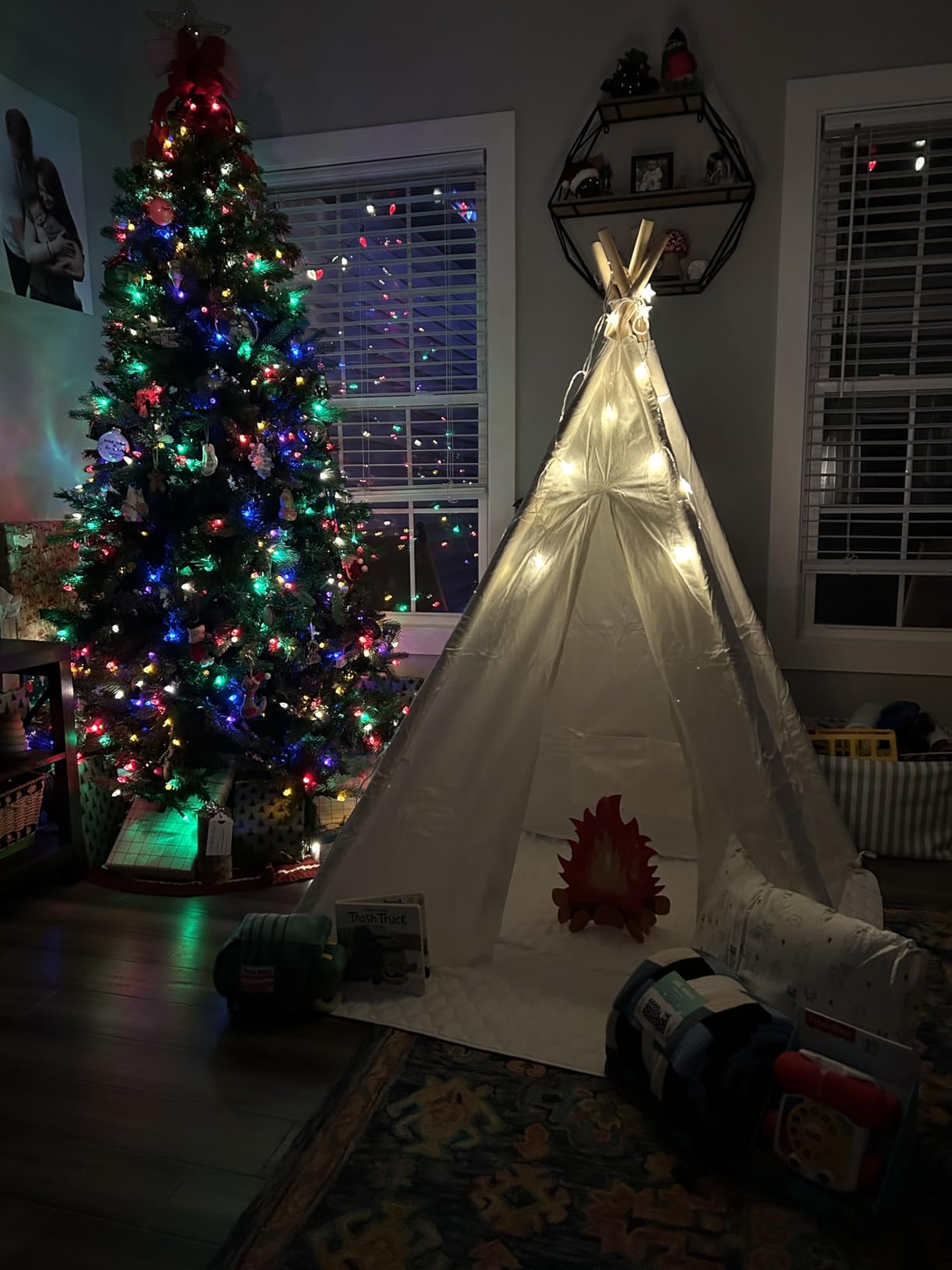 Little Dove Teepee Tent for Kids with Star Lights, Mat & Campfire Toy customer photo 2