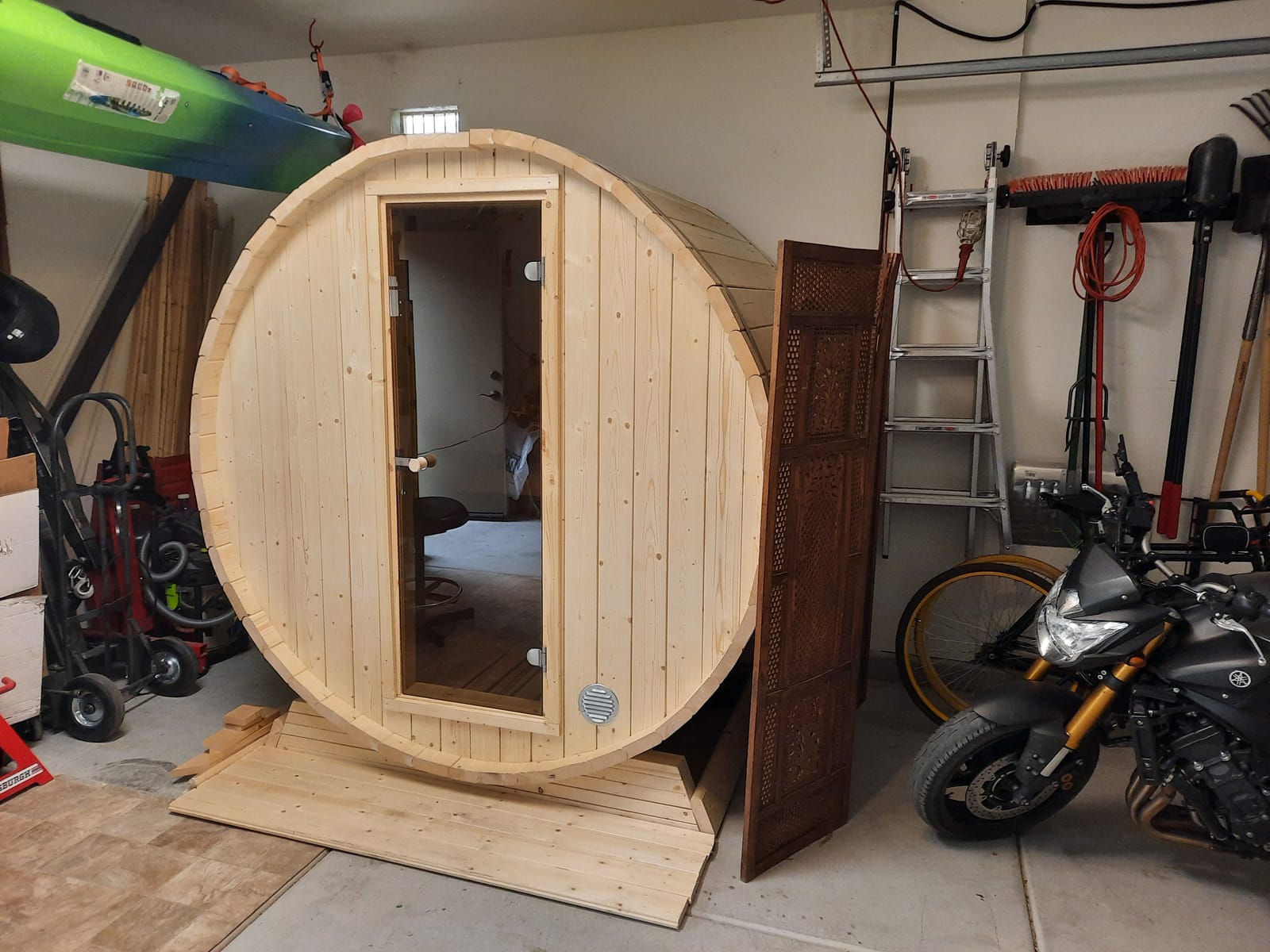 Allwood Outdoor/Indoor 3 Person Barrel Sauna #160-EHC with 3.0 kW UL Certified Electric Heater. customer photo 1