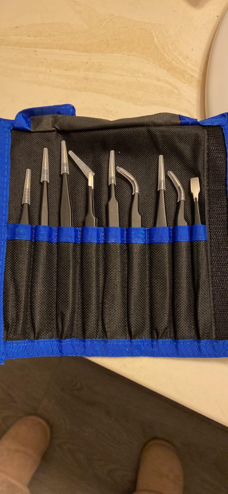 XOOL 9 PCS ESD Precision Tweezers Set, Anti-Static Stainless Steel Tweezers Kit for Electronics, Soldering, Craft, Jewelry, Model Building customer photo 2
