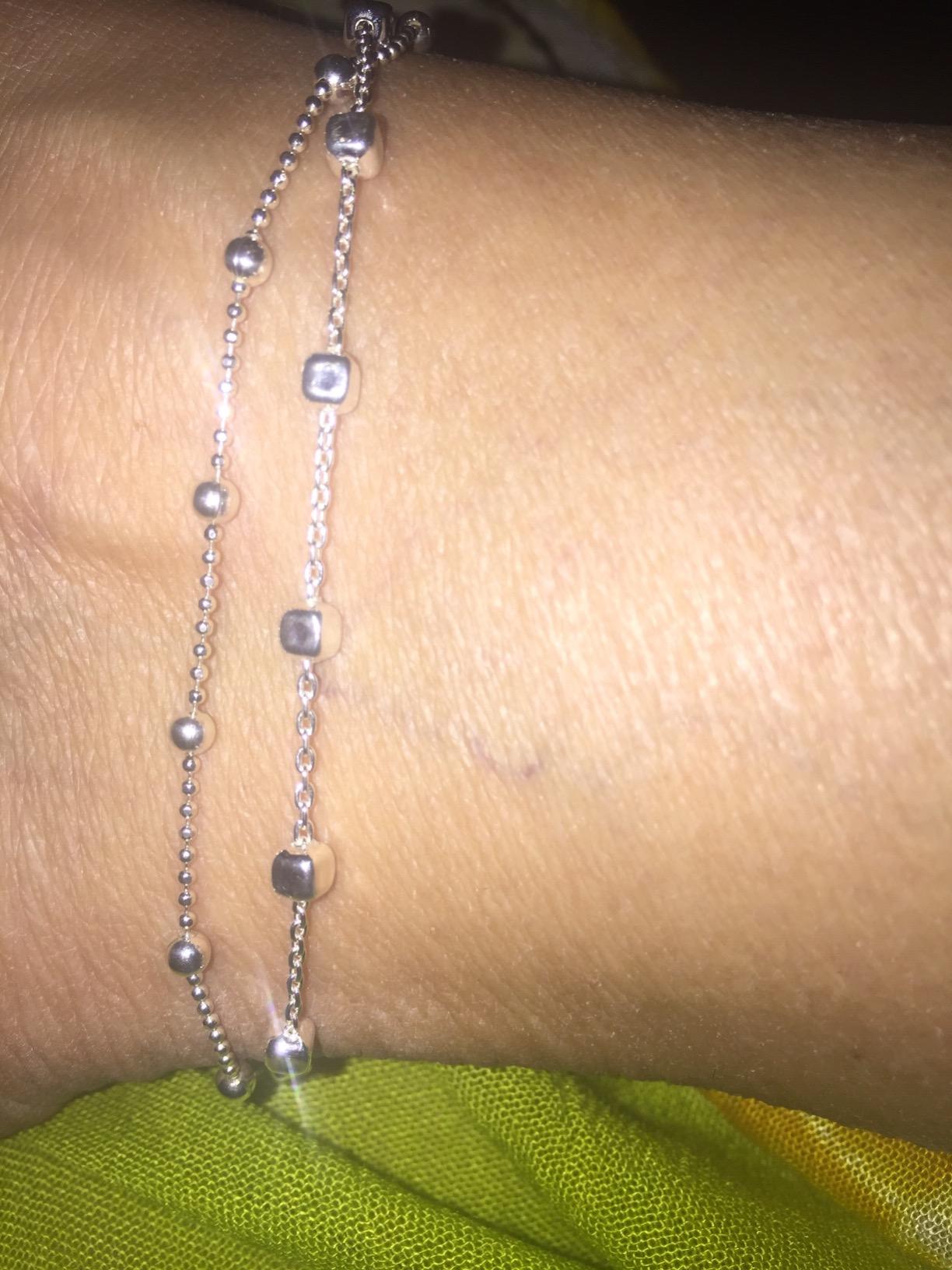 Amberta Italian Sterling Silver Anklet for Women 925 | Adjustable Ankle Bracelets for Women Beaded Heart Summer Jewelry customer photo 2