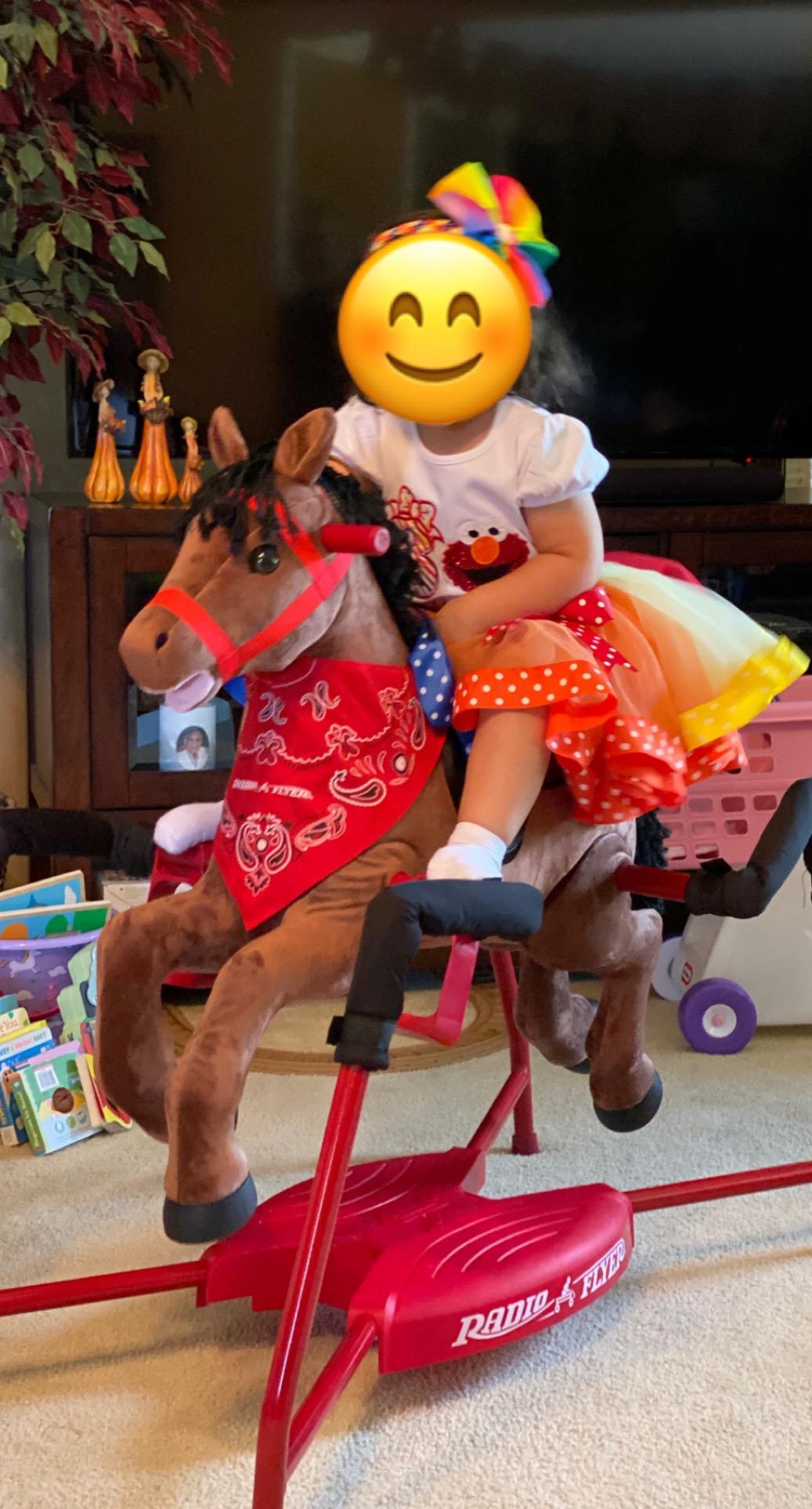 Radio Flyer Chestnut Interactive Riding Horse, for Ages 2-6 | Plush Spring Rocking Horse, 3 Levels, EZ Climb Step, Safety Straps customer photo 1