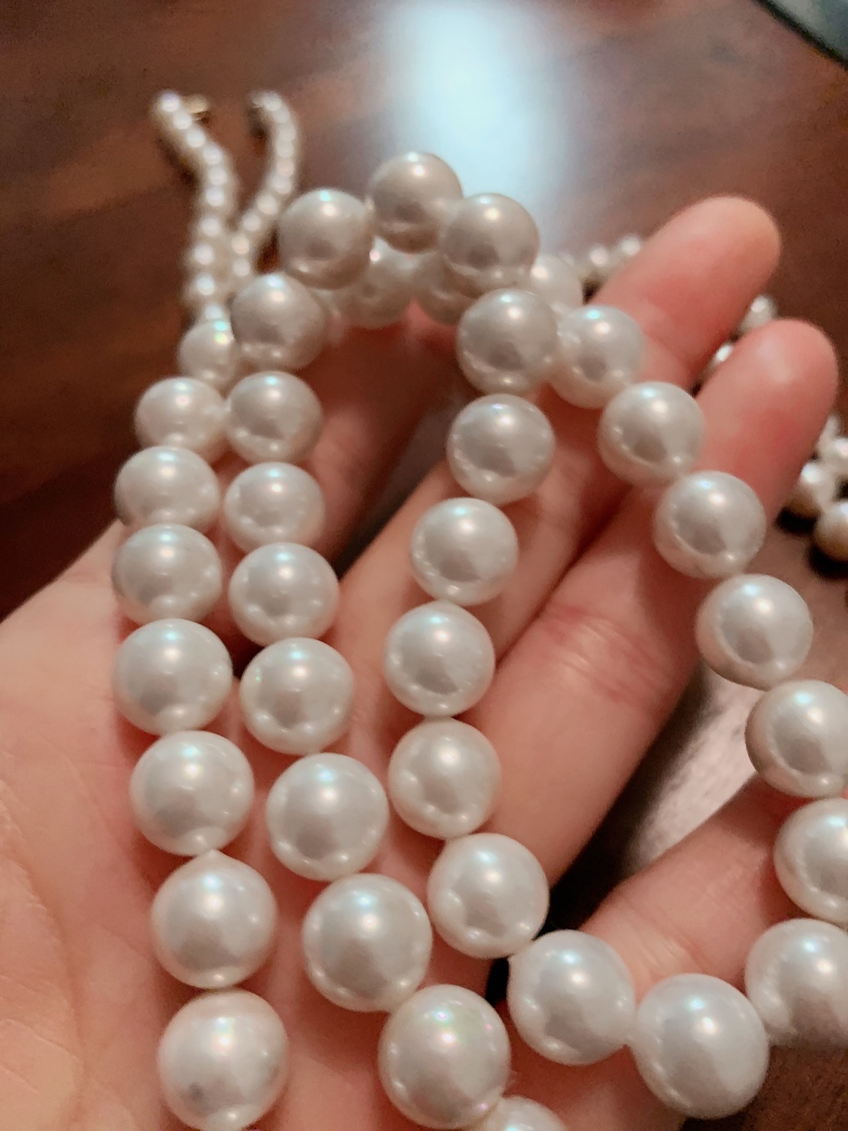 PAVOI 925 Sterling Silver Round Simulated Shell Pearl Necklace Strand | Pearl Choker Necklace | Jewelry for Women customer photo 1
