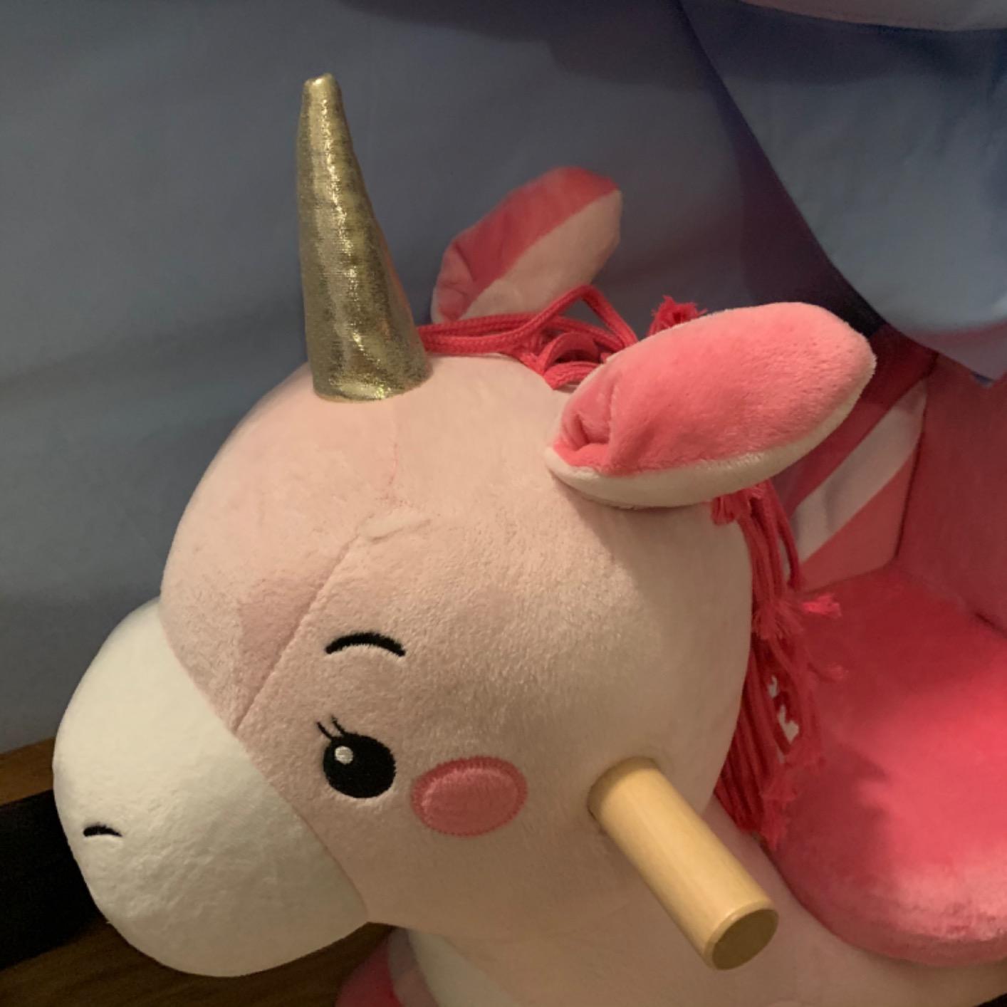 labebe Baby Rocking Horse, Ride Unicorn, Plush Animal Rocker for 6 Month-3 Year Old, Toddler Stuffed Ride Toy (Pink) customer photo 2
