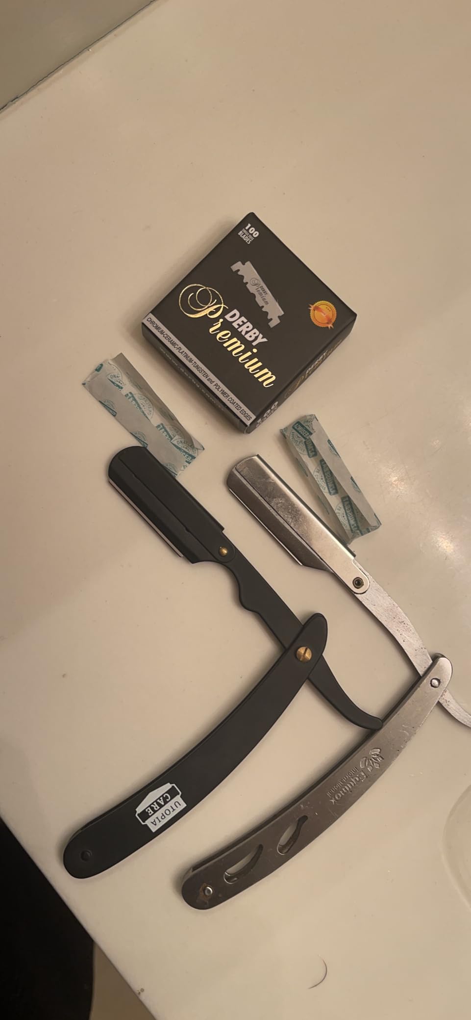 Utopia Care Barber Straight Razor for Men- 100pc Blades Straight Edge Razor | Professional Beard Grooming; Gifts For Men; Stocking Stuffers for Men customer photo 1