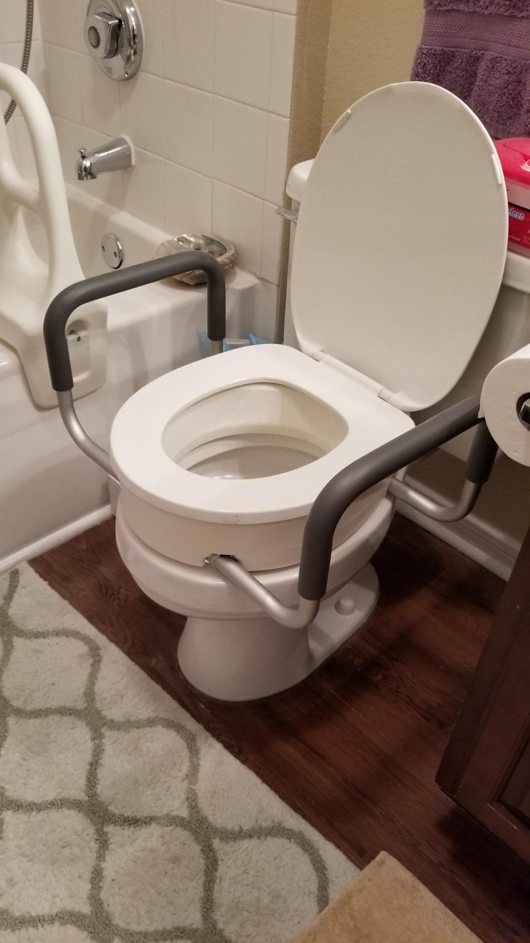 Vive Raised Toilet Seat Riser for Seniors (with Handles) - Handicap Rail customer photo 2