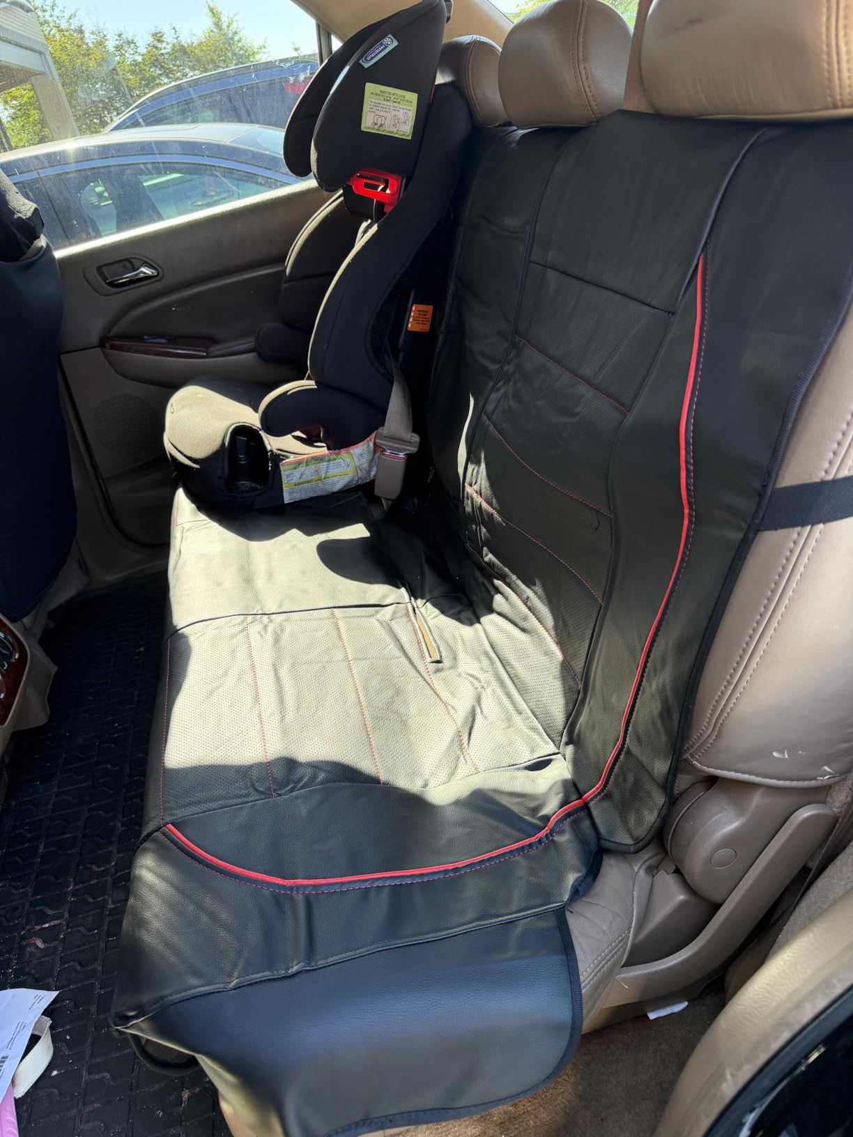 CAR PASS Universal FIT Piping Leather Two Front Seat Covers, Waterproof Faux Leather for SUV Sedan Van Truck, Airbag Compatible, Reserved Opening Holes for Headrest Covers (Black Red) customer photo 1