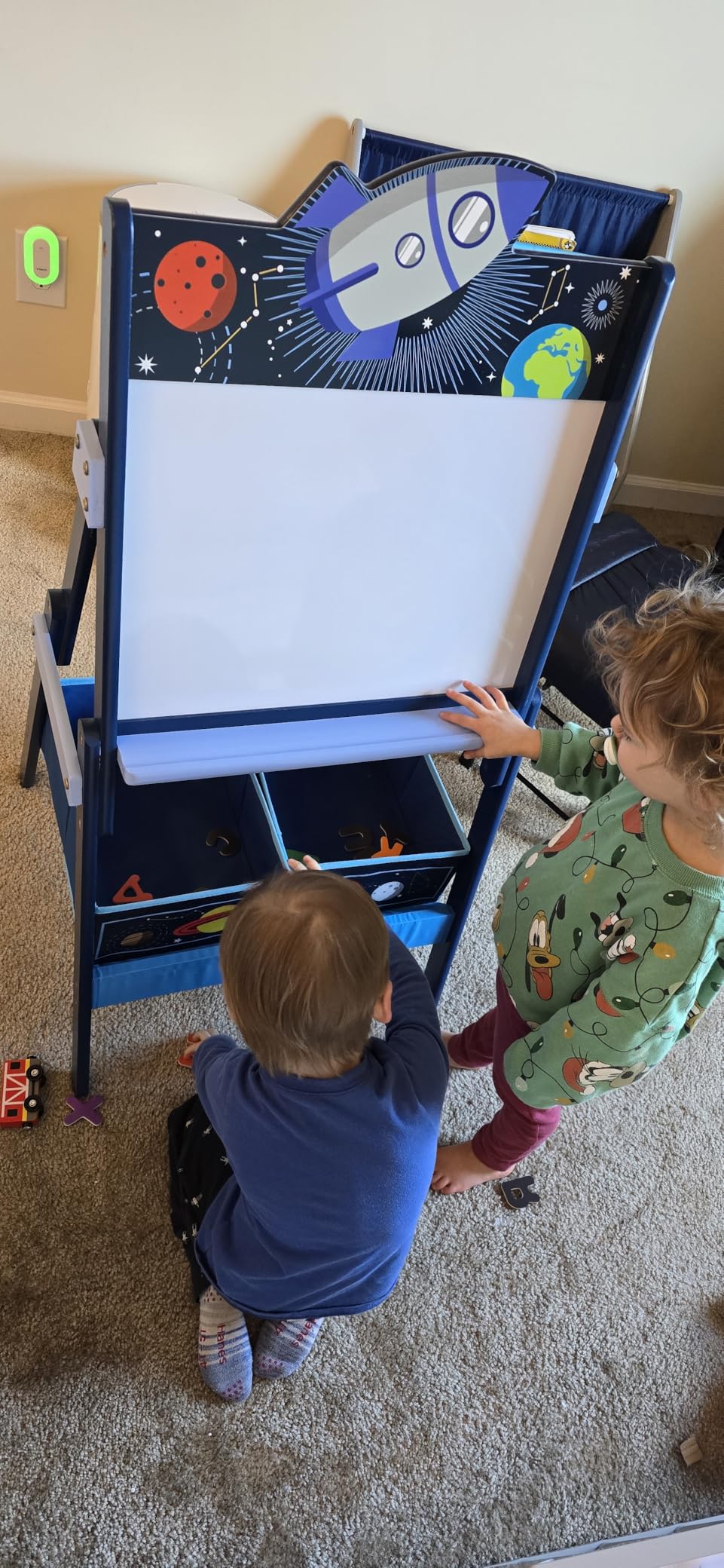 Delta Children MySize Kids Double-Sided Storage Easel -Ideal for Arts & Crafts, Drawing, Homeschooling and More - Greenguard Gold Certified, Grey customer photo 2