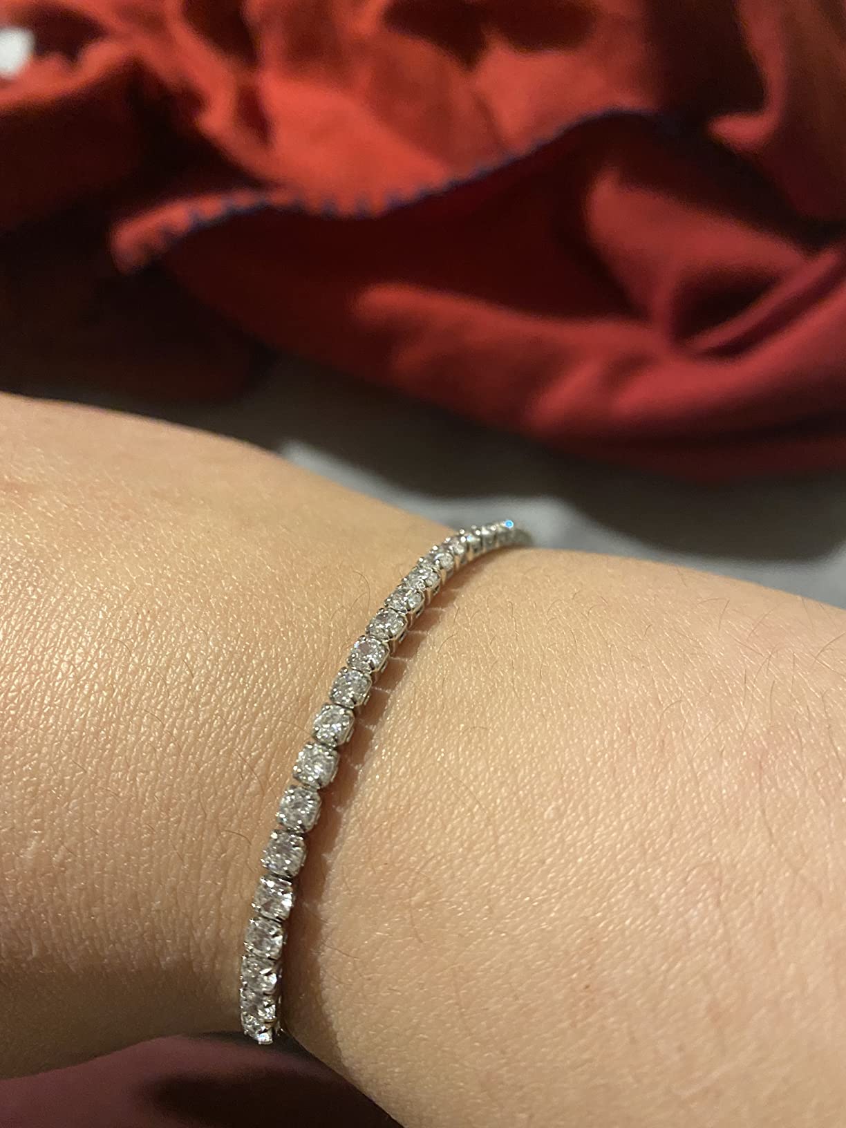 J.Fée Silver Bracelet, S925 Tennis Bracelet with Sparkling 5A Cubic Zirconia Silver Bracelets for Women Adjustable Bracelet for Women Bracelets Womens Bracelet Women Gifts for Women Mom customer photo 1