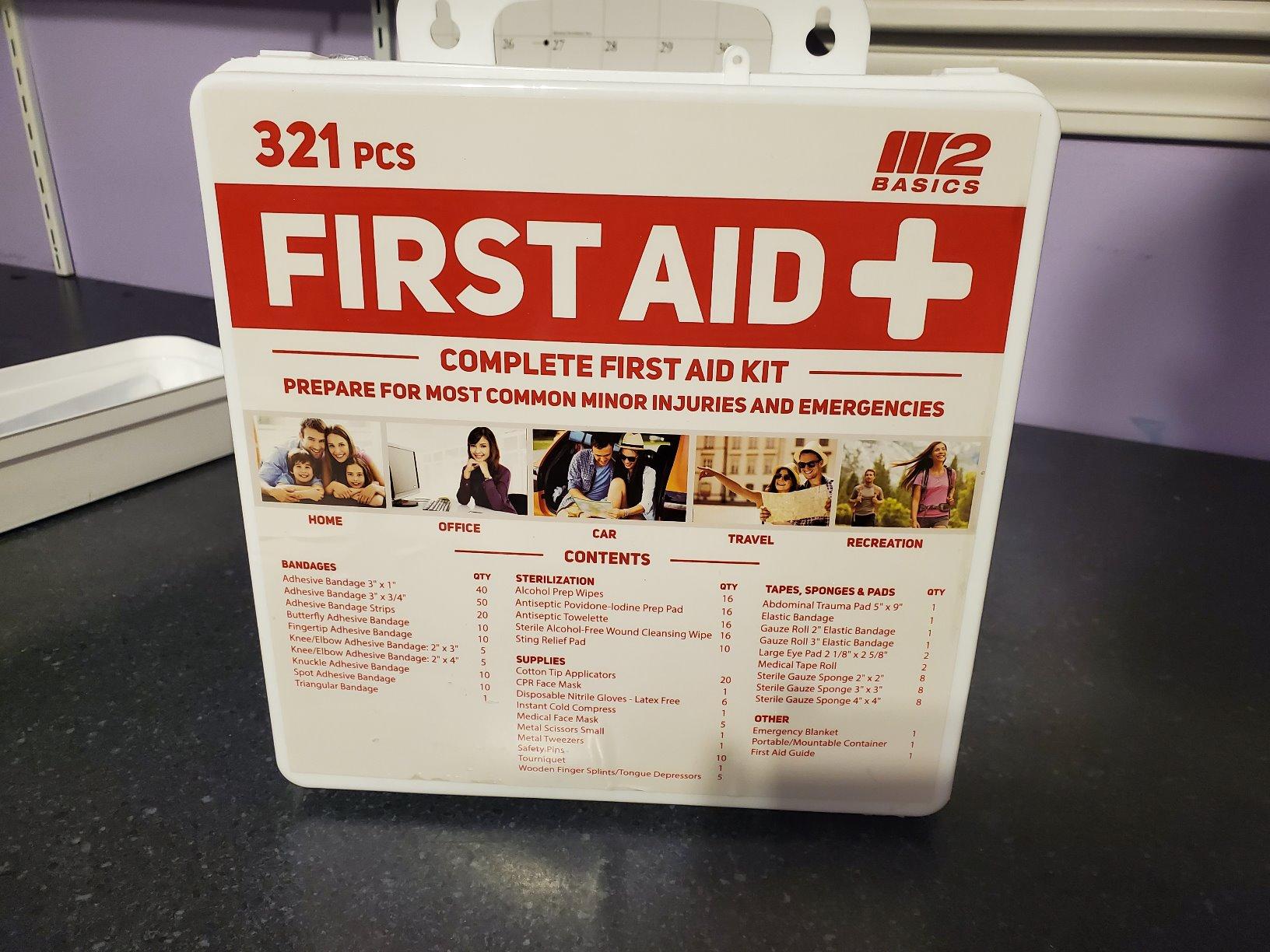 M2 BASICS 321 Piece All-Purpose First Aid Kit, Hard Case for Home, Business customer photo 2