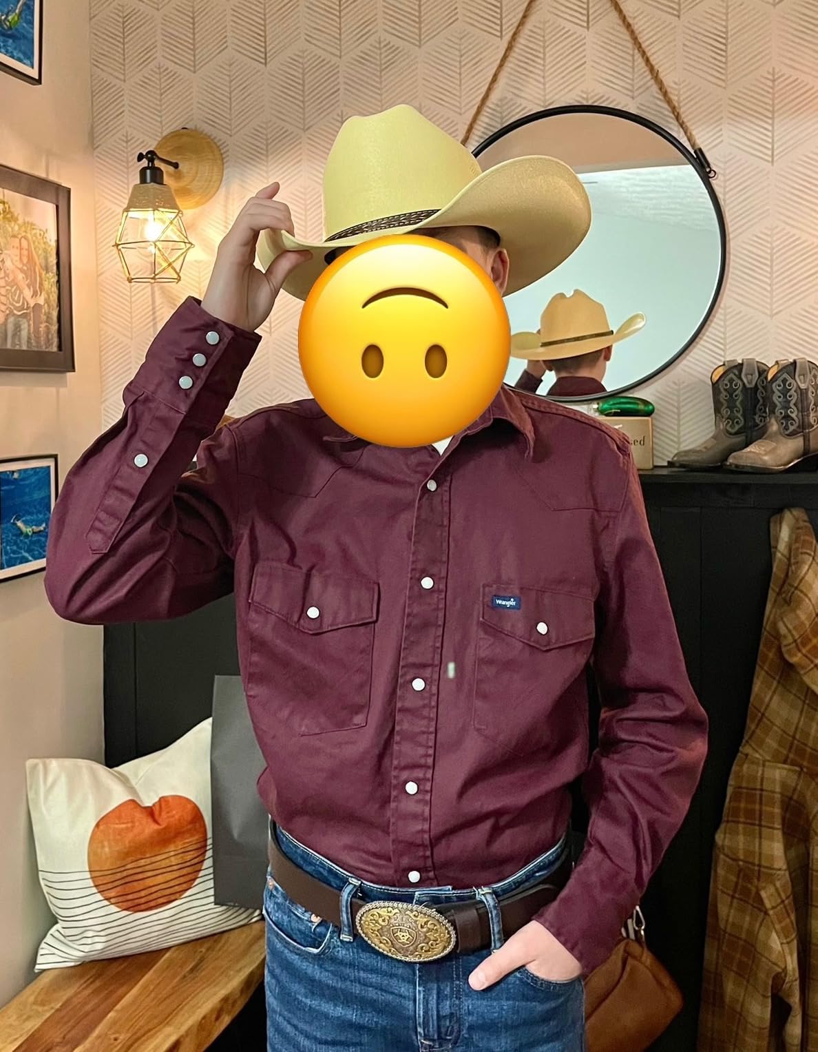 Western Cowboy & Cowgirl Hat Pinch Front Wide Brim Style customer photo 1