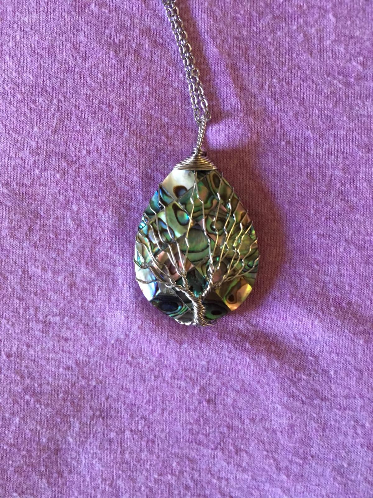 sedmart Tear Drop Abalone Shell Pendent Necklace Wire Wrap Abalone Shell Tree of Life Pendant Necklace Fashion Necklace Jewelry for Women handmade necklace mothers day necklace for mom jewelry customer photo 1