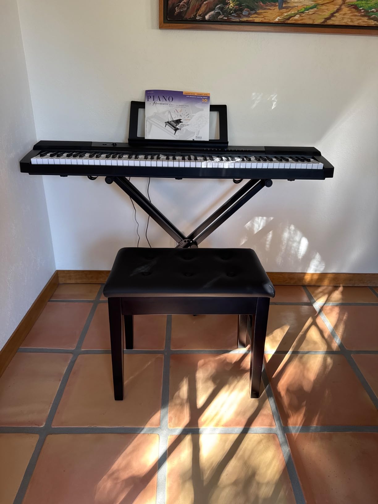 SONGMICS Wooden Piano Bench with Padded Cushion and Storage Compartment customer photo 1