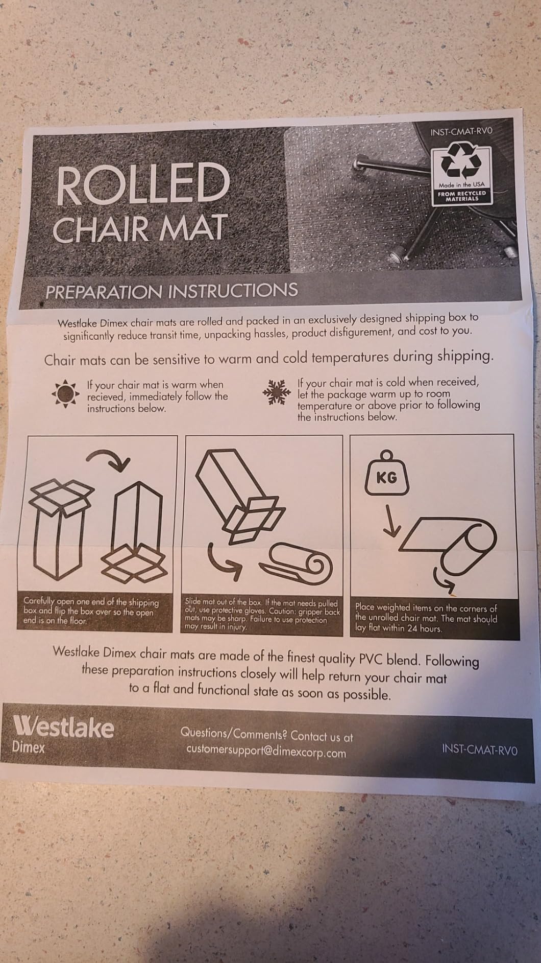 Dimex Office Chair Mat for Low Pile Carpet with Lip, 36