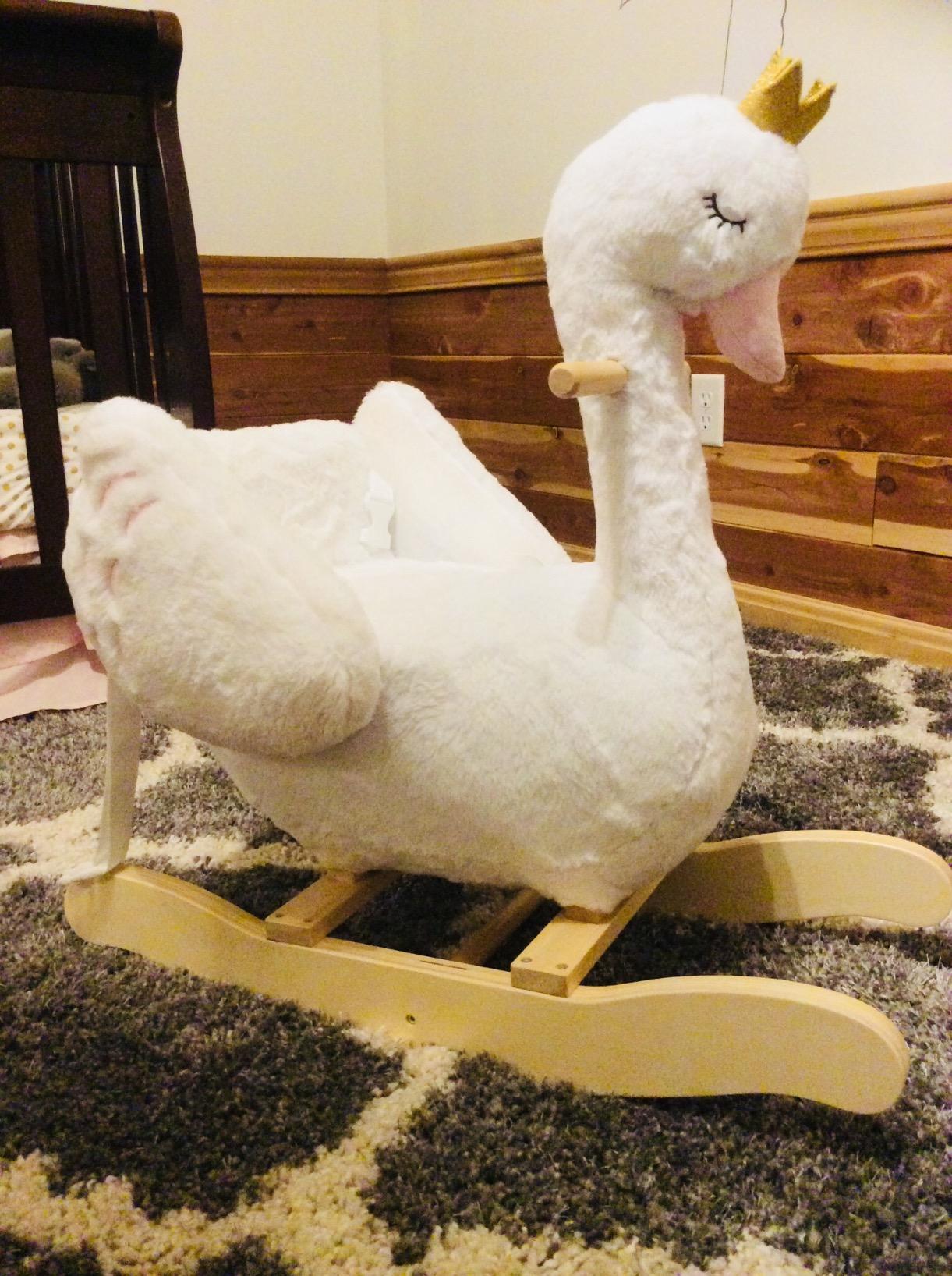 labebe Kids Rocking Horse White Swan, Stuffed Animal Wooden Rocker for Children 6 Months Boys and Girls customer photo 1