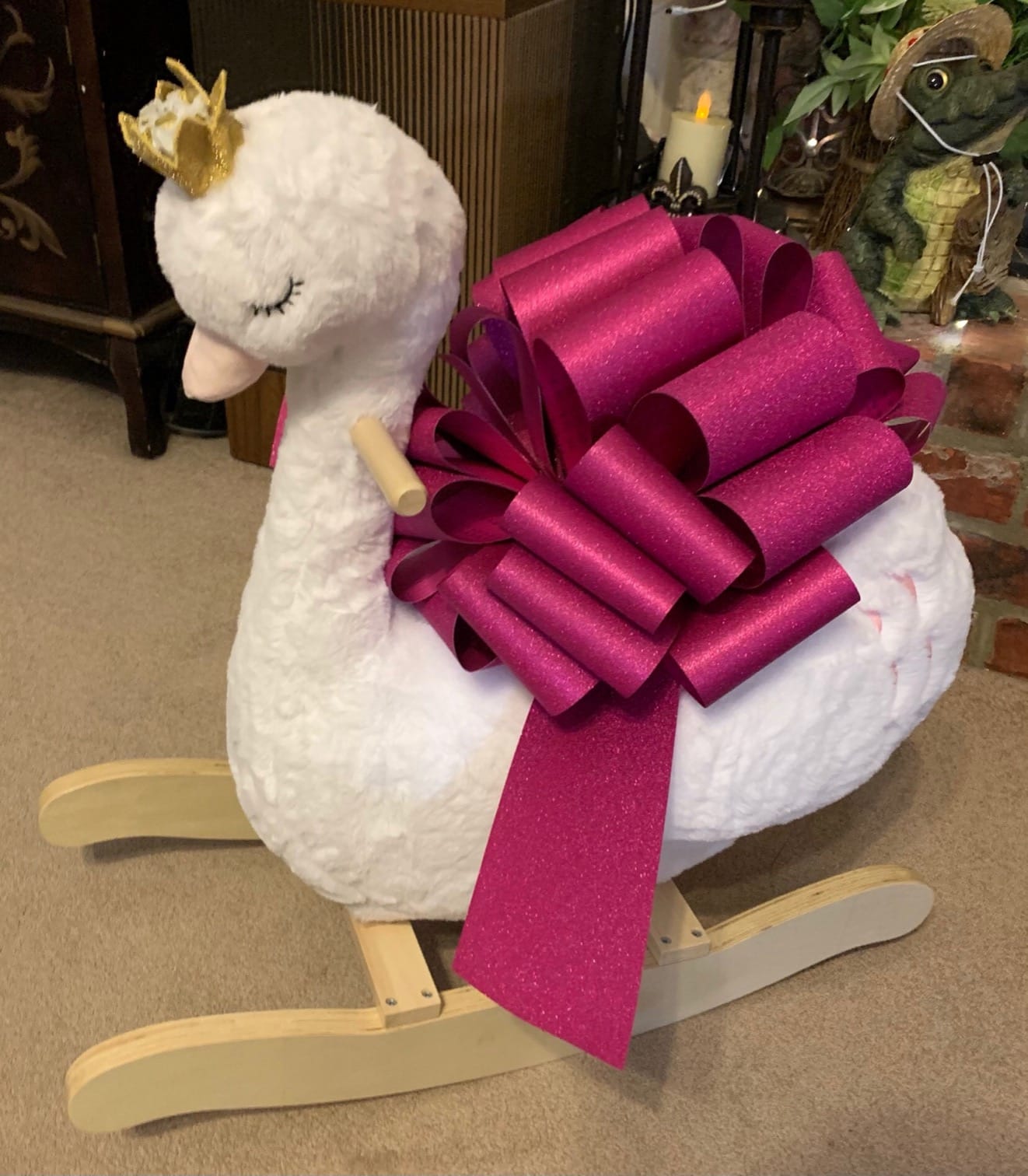 labebe Kids Rocking Horse White Swan, Stuffed Animal Wooden Rocker for Children 6 Months Boys and Girls customer photo 2