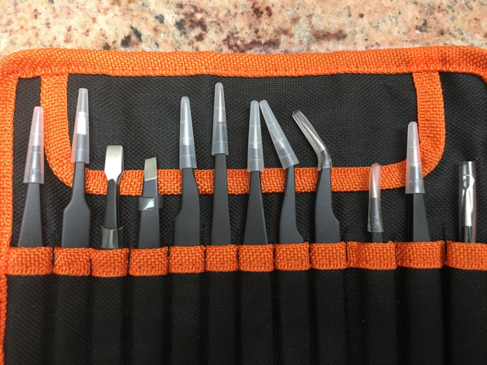 Antonki 12-in-1 Precision Metal Tweezers Set with Leather Case | High Quality, 1.5mm Thick, Strong Hardness, Rustproof, Anti-Static, Tips Cover, Complete Set, Portable Design customer photo 1