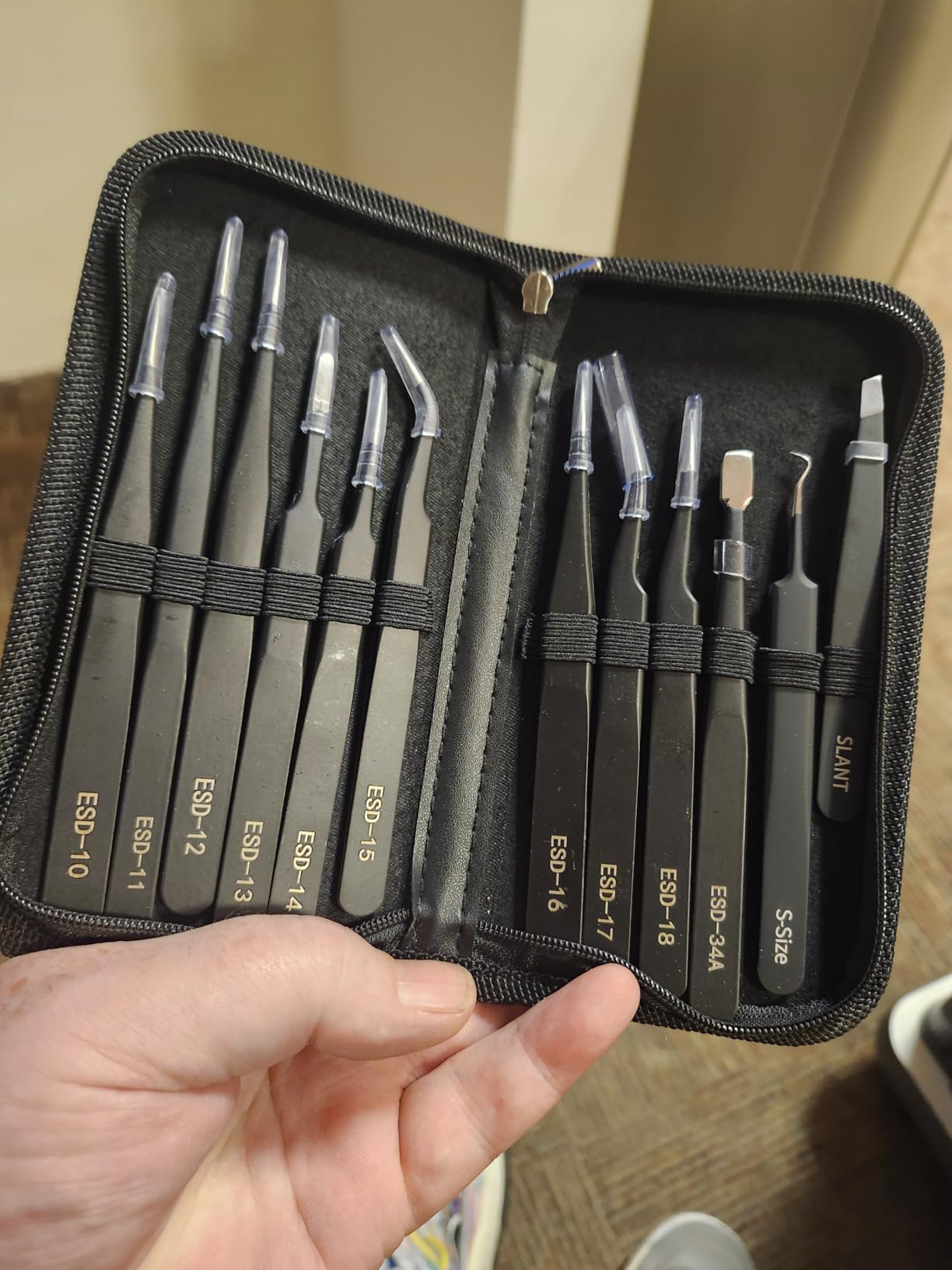Antonki 12-in-1 Precision Metal Tweezers Set with Leather Case | High Quality, 1.5mm Thick, Strong Hardness, Rustproof, Anti-Static, Tips Cover, Complete Set, Portable Design customer photo 2