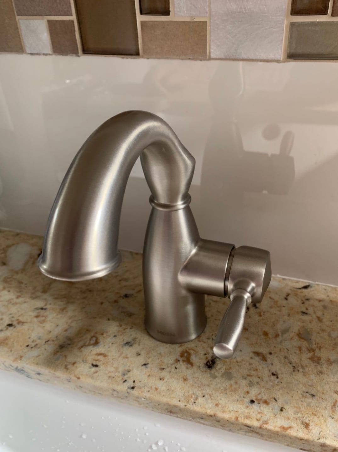 Moen Sarona Spot Resist Brushed Nickel One-Handle Single Hole Rustic Farmhouse Bathroom Sink Faucet with Optional Deckplate, 84144SRN customer photo 1