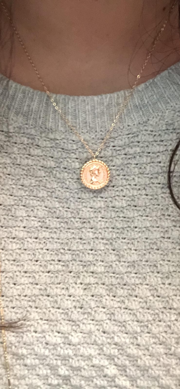 VACRONA Coin Necklace 18k Gold Plated Vintage Textured Medallion Coin Pendant Round Circle Disk Dainty Necklace for Women customer photo 2