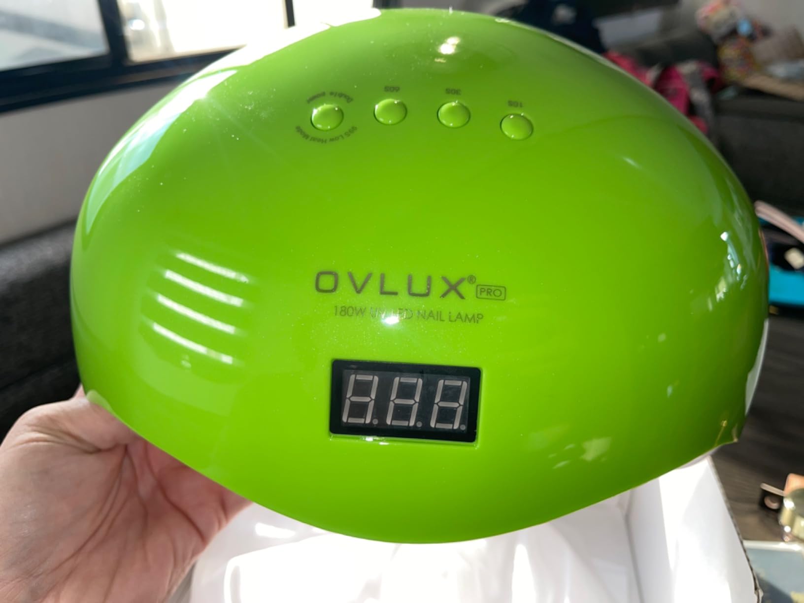 OVLUX 180W UV LED Nail Lamp Professional – Fast Gel Nail Dryer with 57 LEDs, LCD Countdown, Auto Sensor & Low Heat Mode, UV Light for Gel Nails, Salon & Home, Nail Buffer & File Set customer photo 1