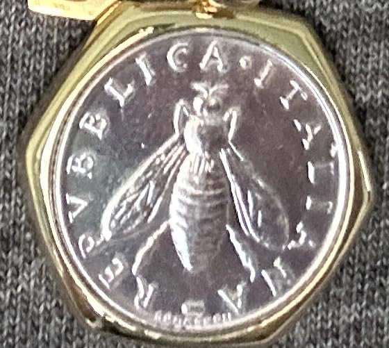 Miabella 18K Gold Plated Sterling Silver 2-Lire Bee Coin Necklace for Women customer photo 2