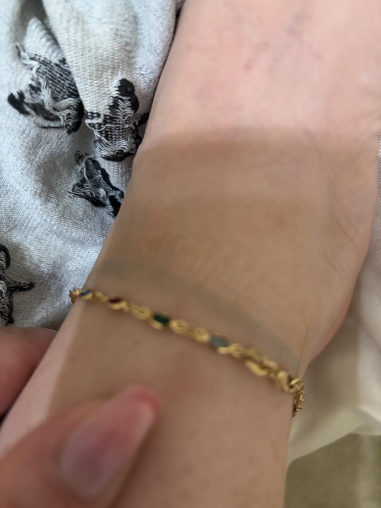 Barzel 18K Gold Plated Gold and Multi Color Crystal Baguette Anklet customer photo 1