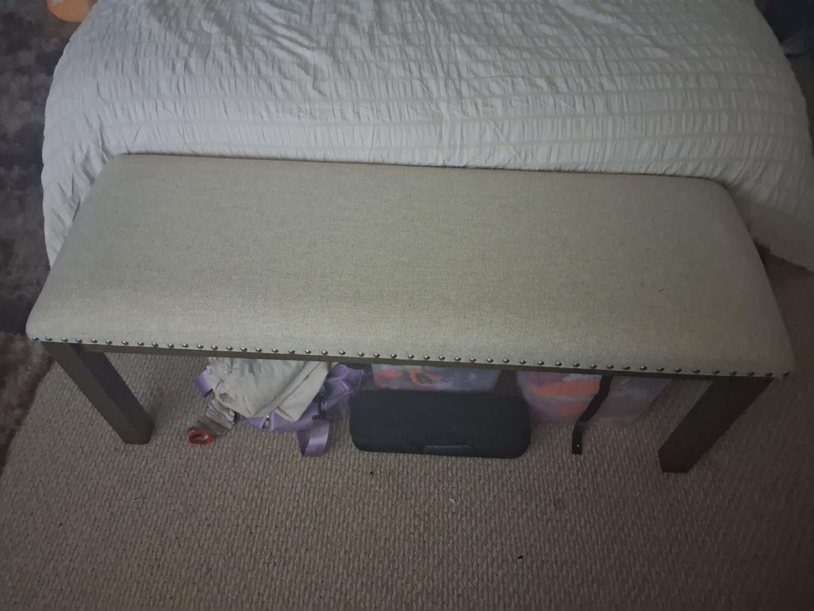 Signature Design by Ashley Moriville Wood Upholstered Dining Bench, Beige customer photo 2