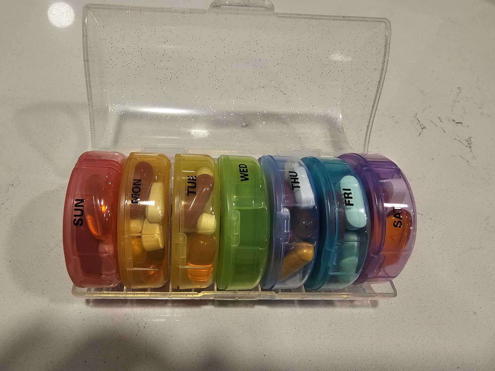 Sukuos Large Weekly Pill Organizer 2 Times a Day, Daily Pill Box 7 Day Easy to Open with Double Protection, AM PM Pill Case for Medicine/Vitamin/Fish Oil/Supplements customer photo 2