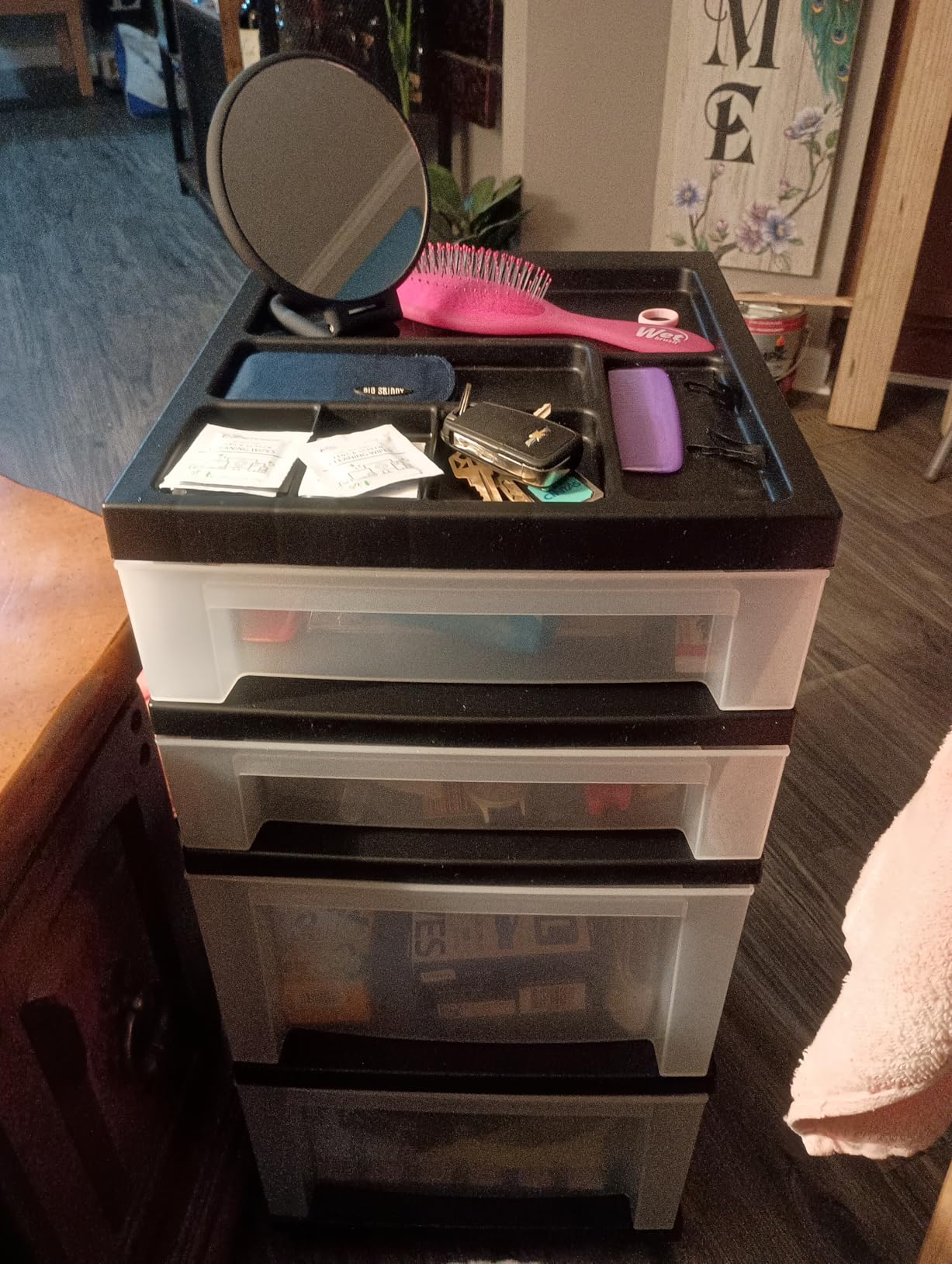 IRIS USA 4-Drawer Rolling Storage Cart with Organizer Top, Black/Pearl customer photo 2