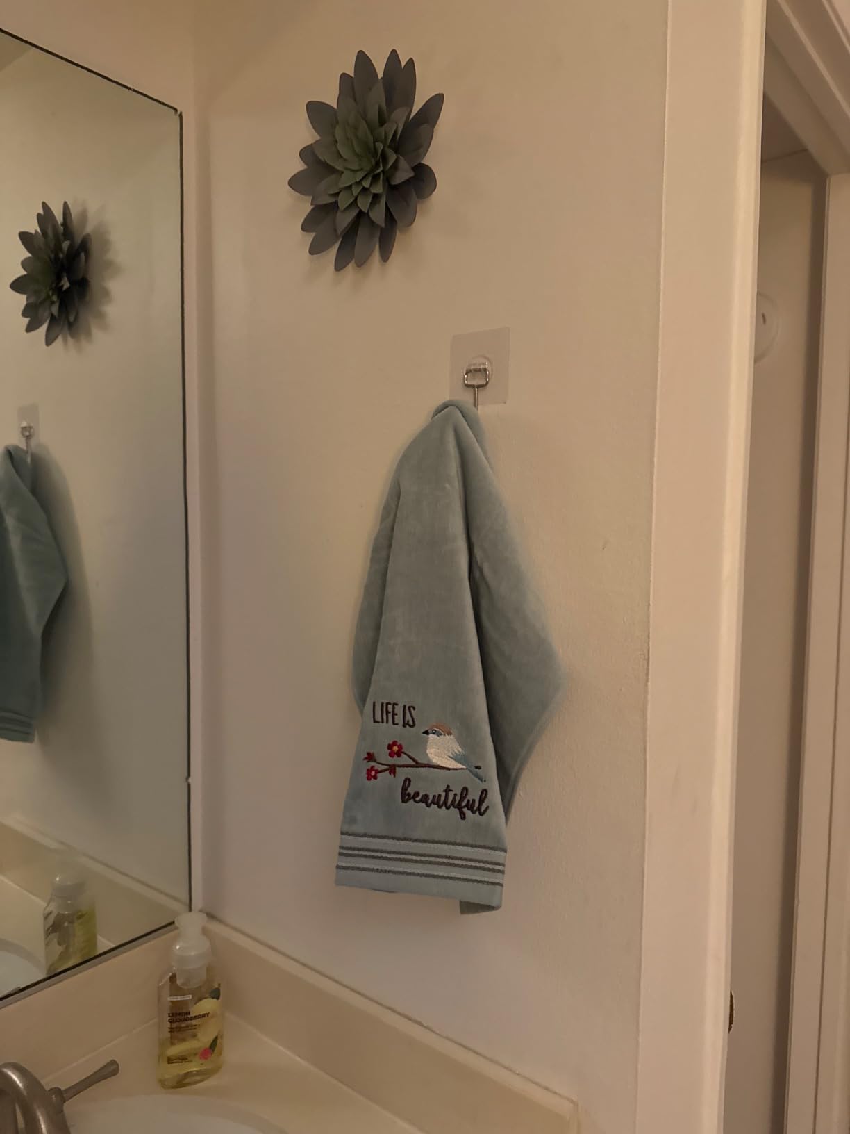 SKL Home Life is Beautiful Hand Towel Set-2pc, Embroidered, Aqua customer photo 1