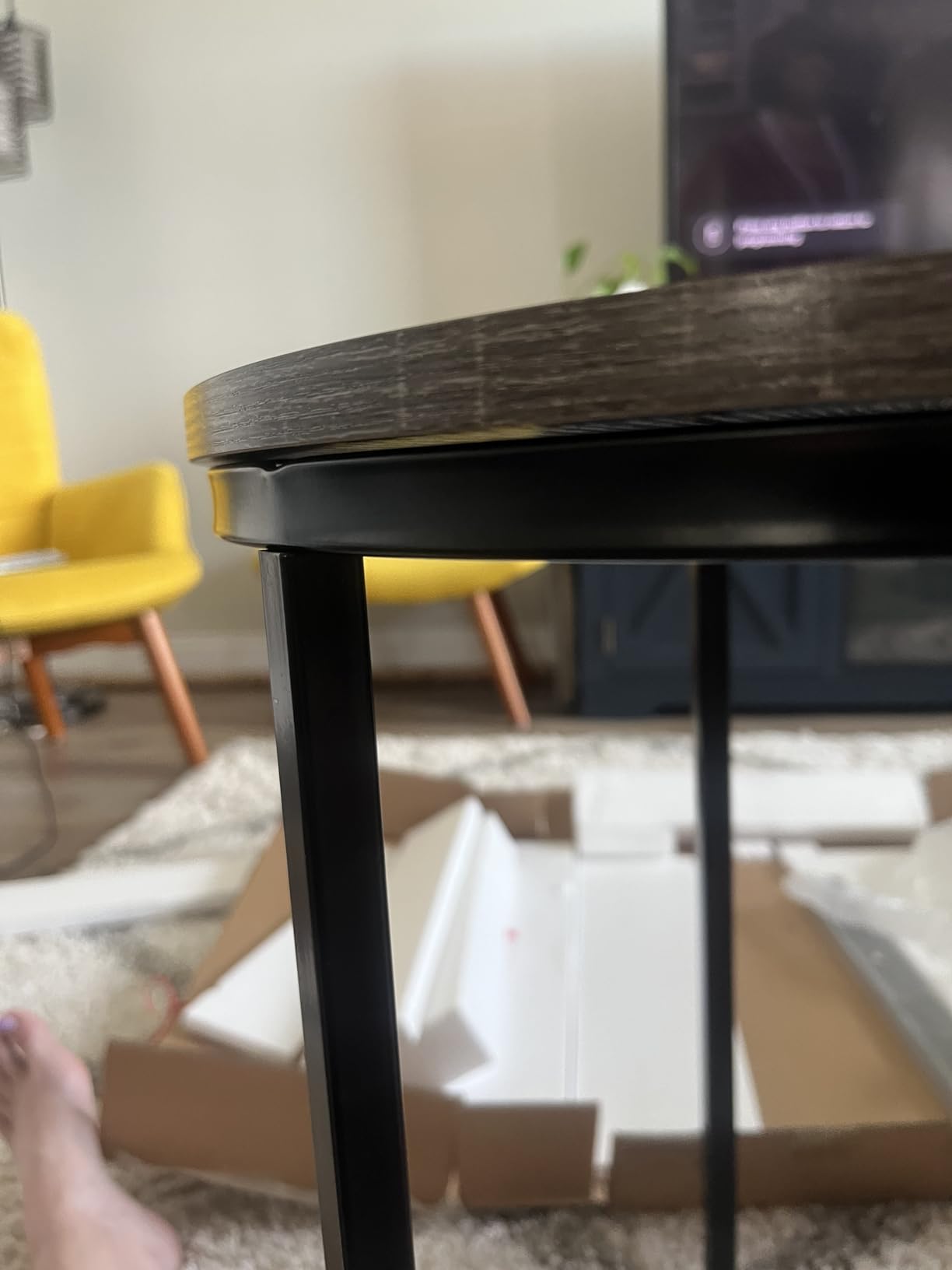 Lavish Home Round Nesting Tables Set of 3, Woodgrain-Look Top, Gray-Brown customer photo 2