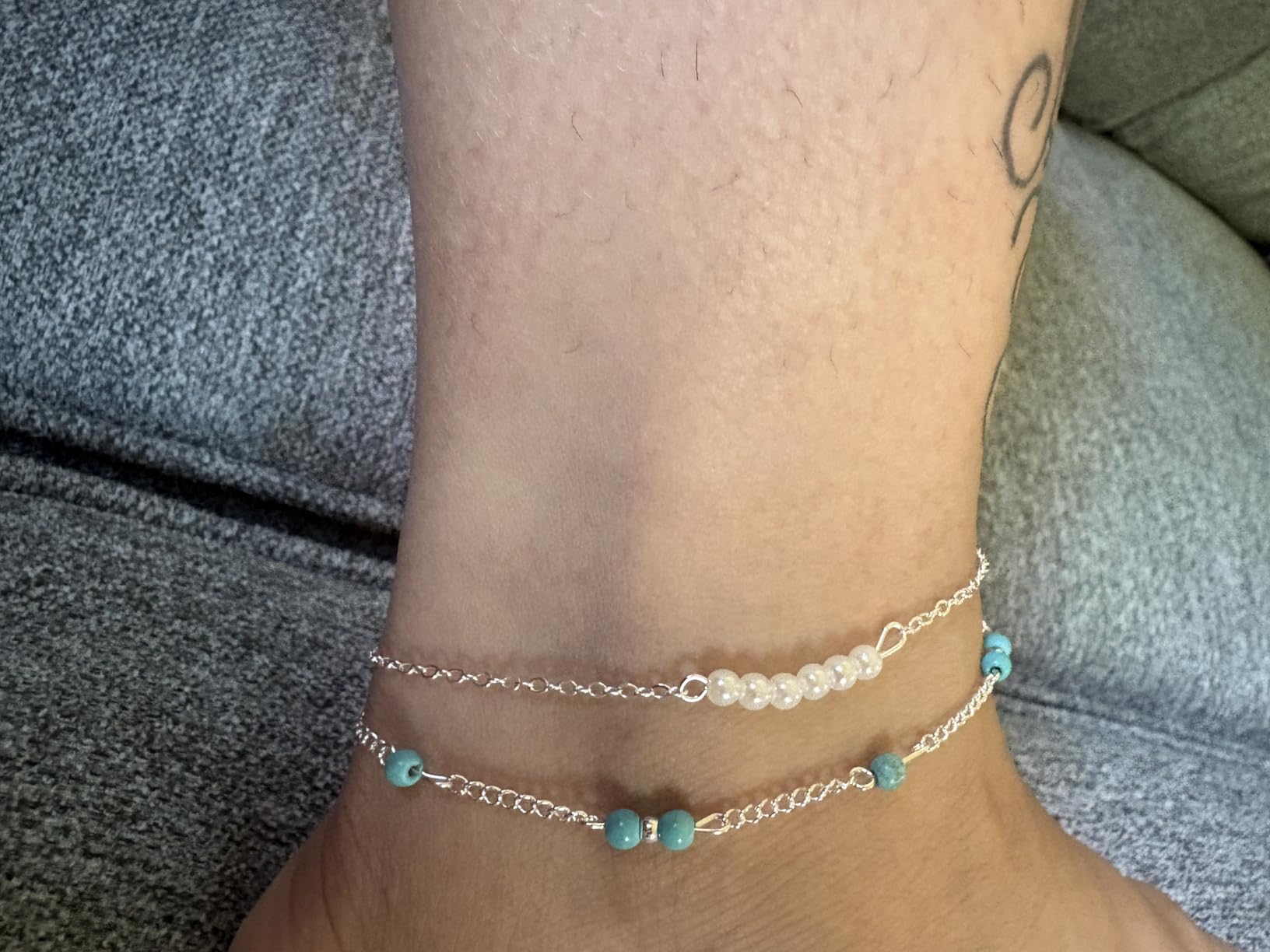 Softones 16Pcs Ankle Bracelets for Women Gold Silver Two Style Chain Beach Anklet Bracelet Jewelry Anklet Set,Adjustable Size customer photo 1
