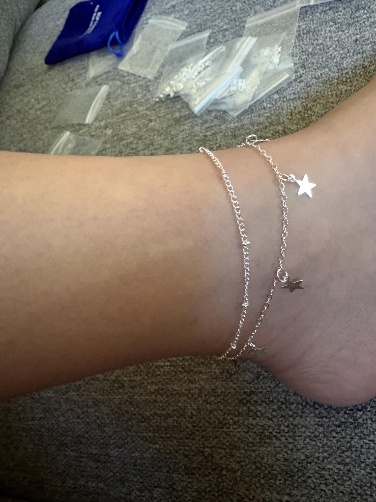Softones 16Pcs Ankle Bracelets for Women Gold Silver Two Style Chain Beach Anklet Bracelet Jewelry Anklet Set,Adjustable Size customer photo 2