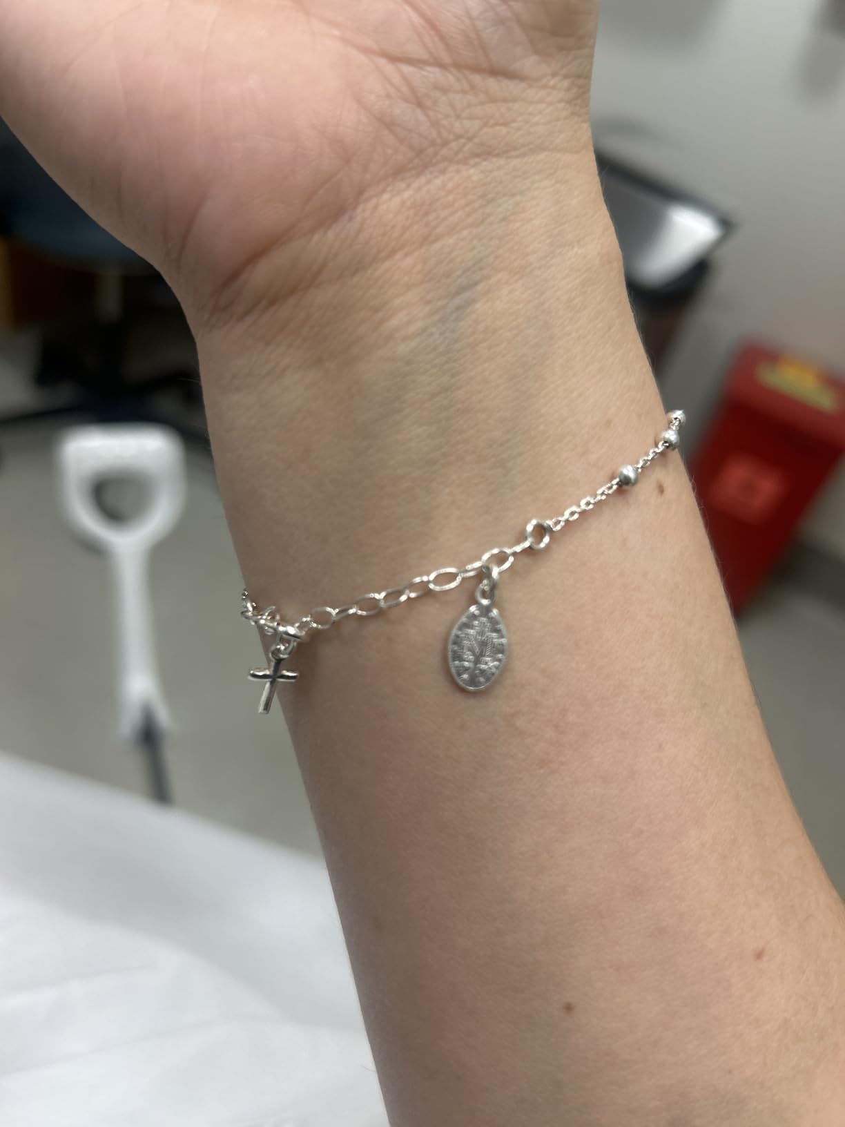 Miabella Italian 925 Sterling Silver Rosary Bead Chain Bracelet for Women customer photo 2