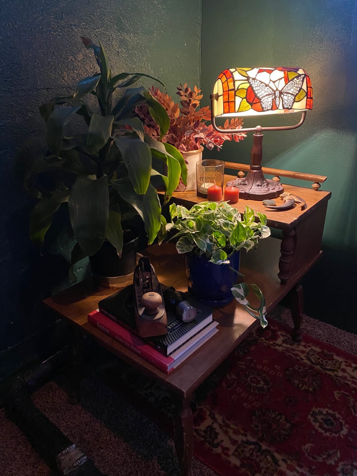 Lavish Home Tiffany Style Bankers Desk Lamp with Stained Glass Shade, Brown customer photo 2
