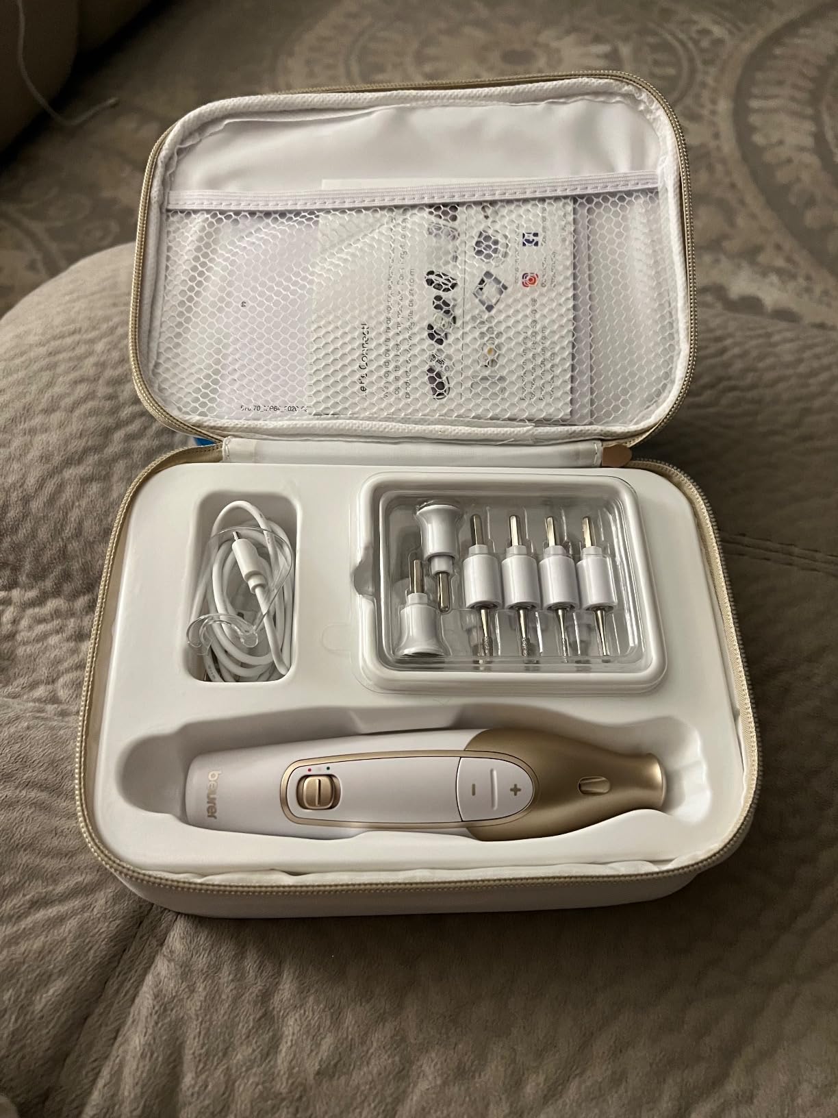 Beurer MP64 Nail Drill Kit, Cordless Electric Nail File with 10 Attachments and LED Light, Electric Manicure Set with Adjustable Speed, E-File for Manicure and Pedicure, with Storage Case customer photo 1