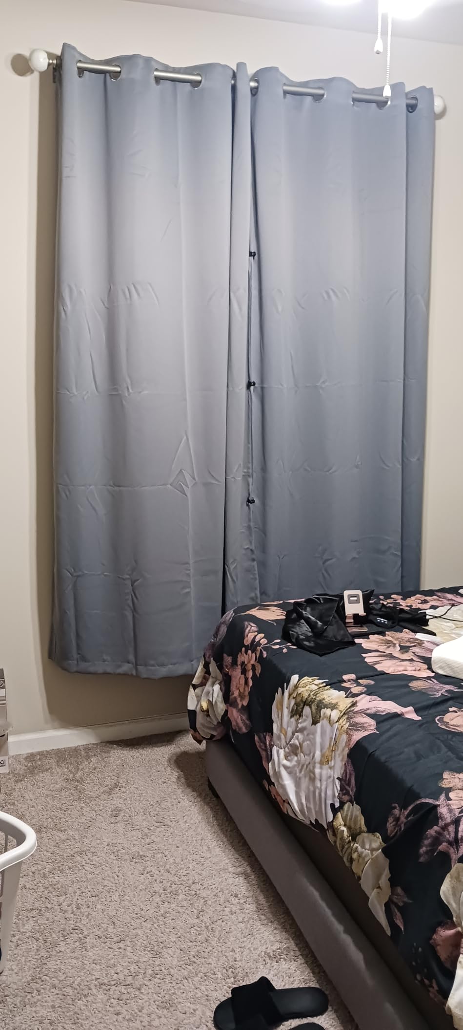 Yakamok Grey 100% Blackout Patio Door Curtain Panels W100 x L84, 1 Panel | Noise Reducing Barrier Panel for Sliding Glass Door, 2 Thick Layers Heat Full Light Blocking Patio Door Drapery customer photo 1