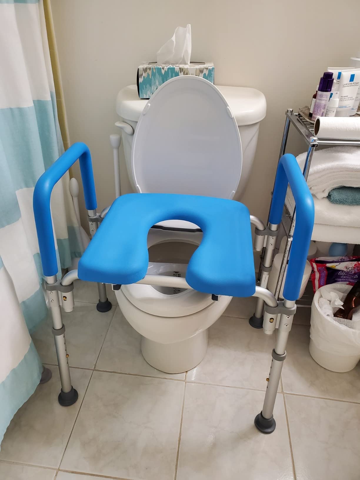 Ultimate Raised Toilet Seat with Handles, Padded, Armrests, Adjustable Height, Premium Elevated Toilet Seat for Elderly Bathroom Safety with Arms, Standard and Elongated Toilets customer photo 1