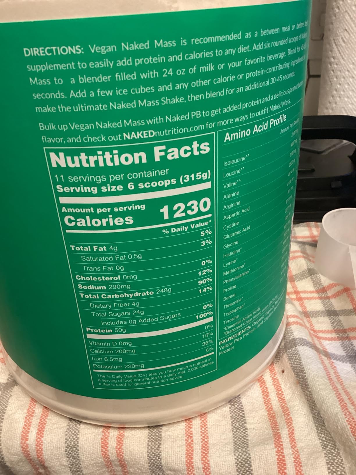 NAKED Vegan Mass - Natural Vegan Weight Gainer Protein Powder - 1,230 Calories, NSF Certified, Non-GMO, Soy & Gluten Free, No Artificial Ingredients - 8LB Bulk - 11 Servings customer photo 1