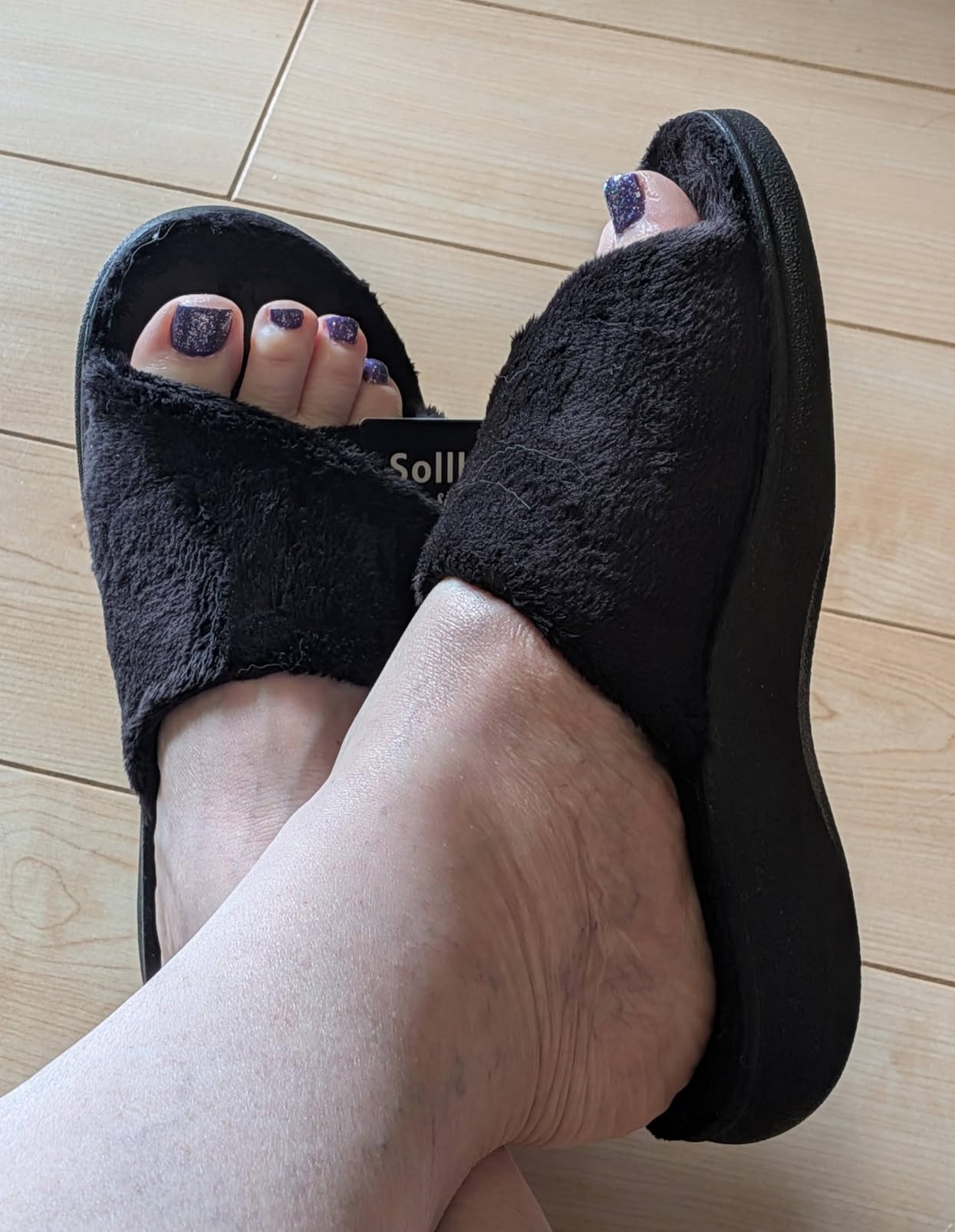 SOLLBEAM Women's Plantar Fasciitis Fuzzy House Orthopedic Adjustable Slippers With Arch Support Orthotic Heel Cup Sandals For Ladies customer photo 1
