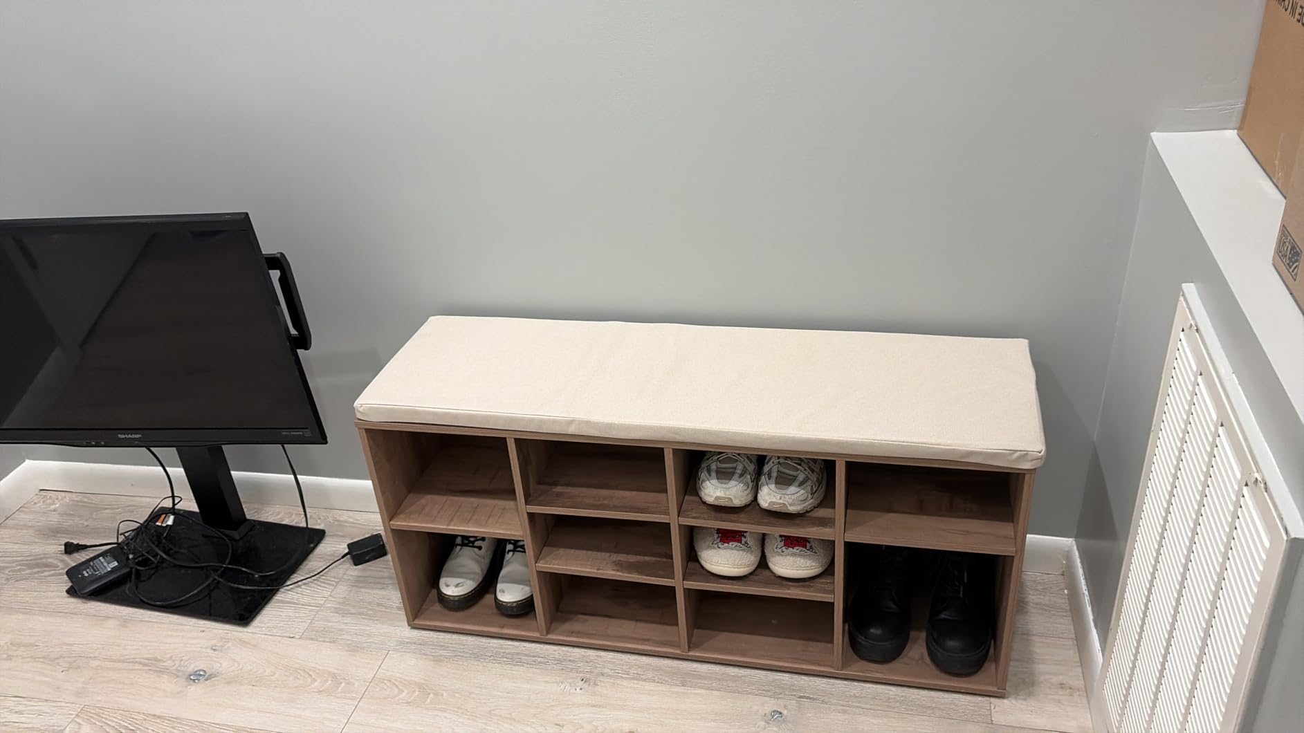 VASAGLE Shoe Bench with Cushion, 15 Compartments, 11.8 x 41.3 x 18.9 Inches customer photo 2
