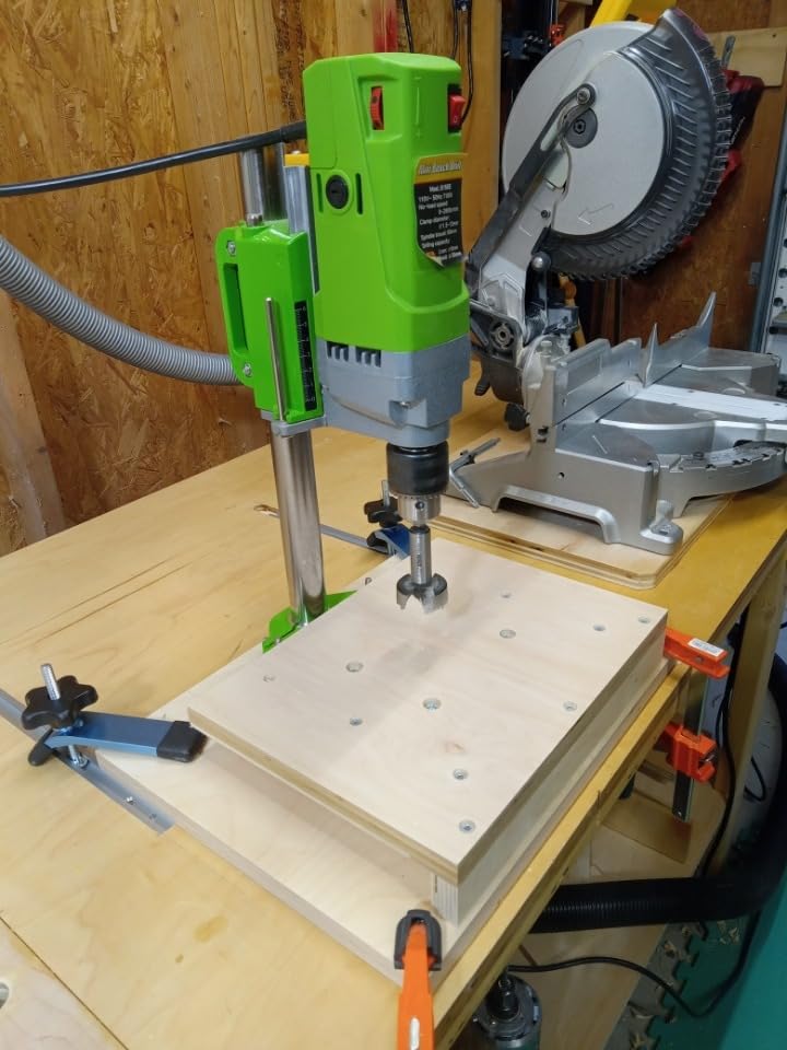 Bench Drill Stand 710W Mini Electric Bench Drilling Machine Drill Chuck 1-13mm, 6-Speed Mini Drill Press Machine with Cast Iron Base, 0-2800RPM, for DIY, Woodworking, Metal, Jewelry Making customer photo 1