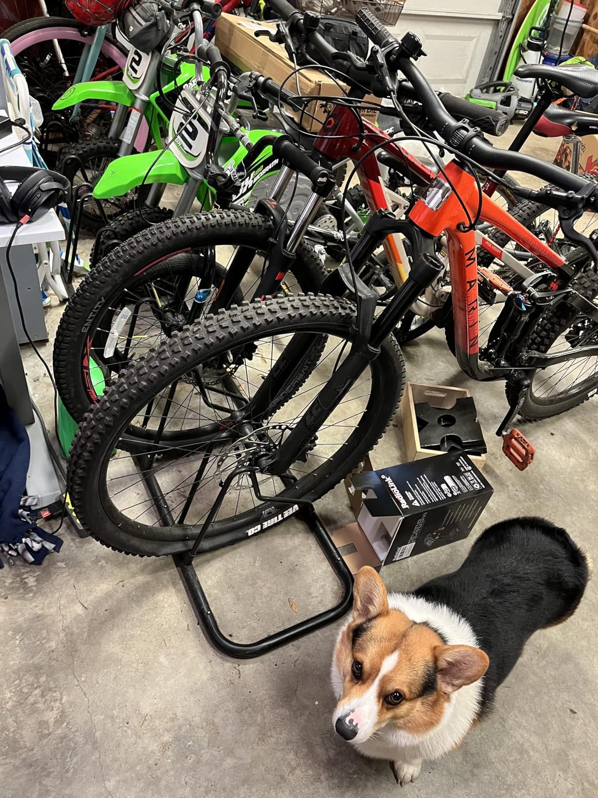 CyclingDeal Bicycle Floor Parking Rack Stand - for Mountain MTB Road Bike - Indoor Home Garage Storage - Classic 4 Bikes customer photo 1