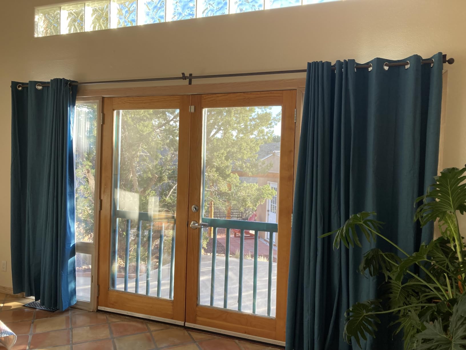 PrinceDeco Blackout Curtains 84 Inches Long Faux Linen Look Curtains for Sliding Glass Doors Room Divider Curtain for Living Room Thermal Insulated Linen with White Backing,W100 X L84 Inch, Natural customer photo 1
