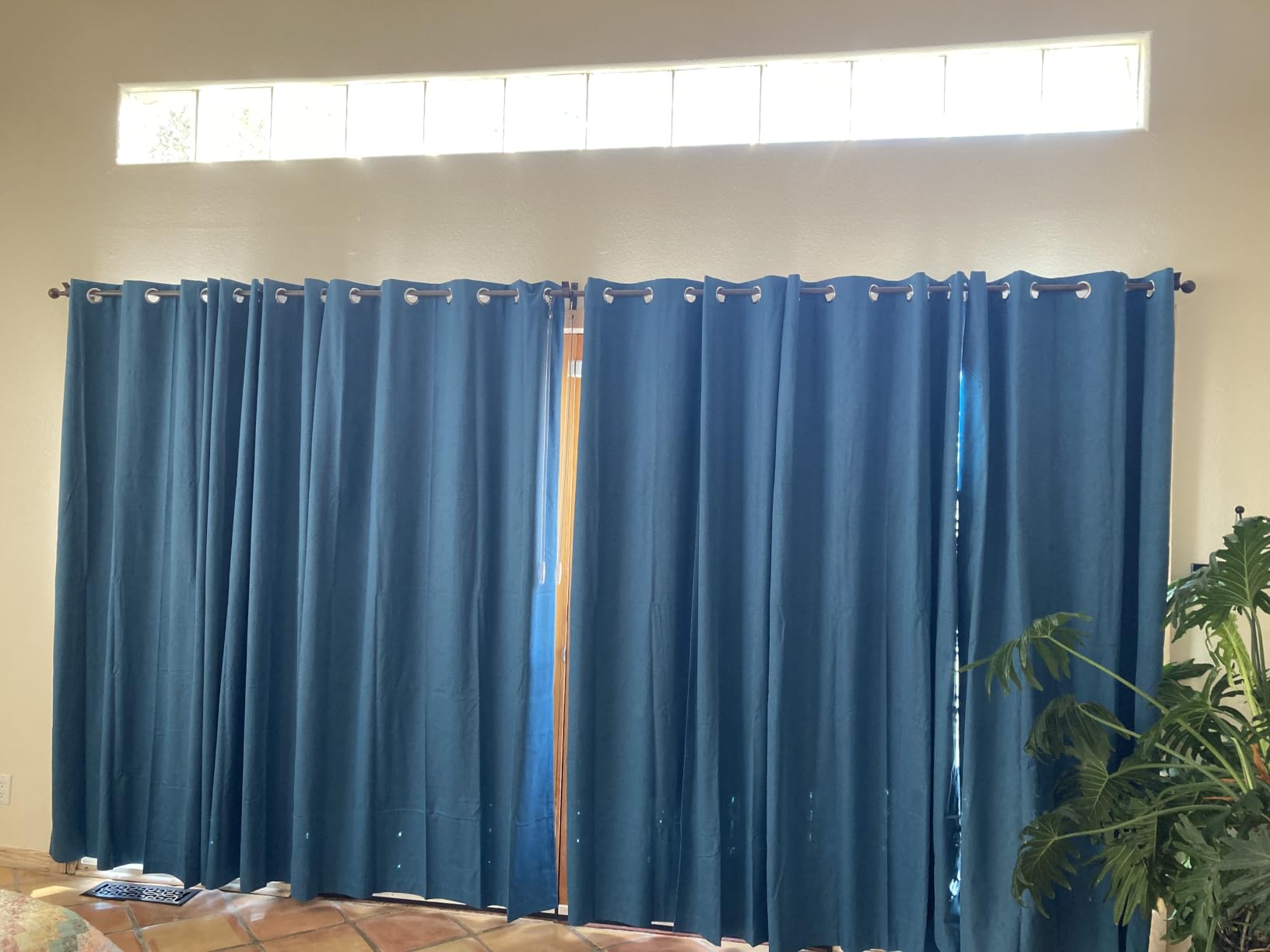 PrinceDeco Blackout Curtains 84 Inches Long Faux Linen Look Curtains for Sliding Glass Doors Room Divider Curtain for Living Room Thermal Insulated Linen with White Backing,W100 X L84 Inch, Natural customer photo 2
