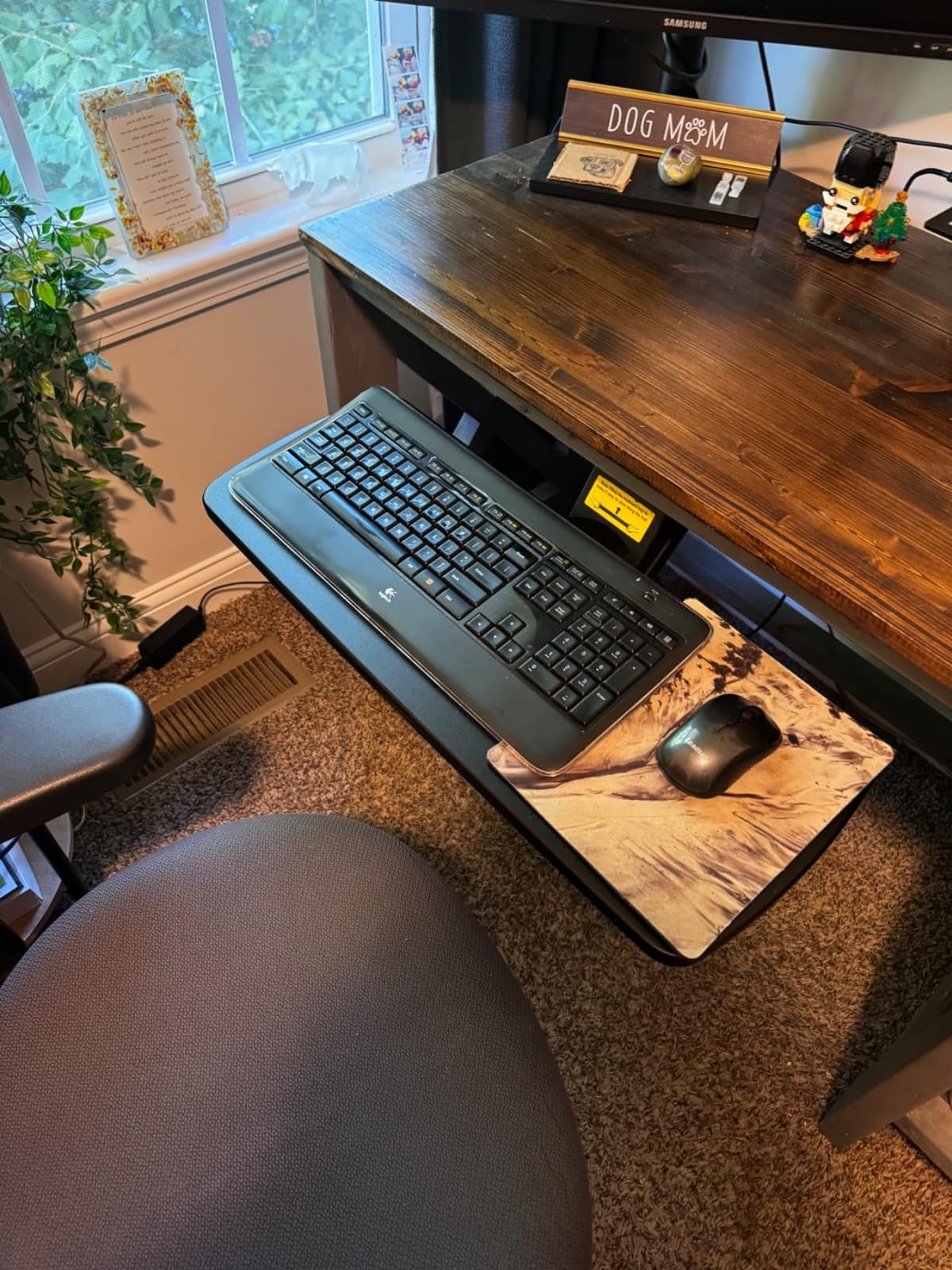 HUANUO Under Desk Keyboard Tray, 360 Degree Adjustable Mouse Platform | 25 x 9.84 inch tray, wrist rest, 6.3 inch height adjustment, slide-out design, tilt and swivel for typing comfort customer photo 2