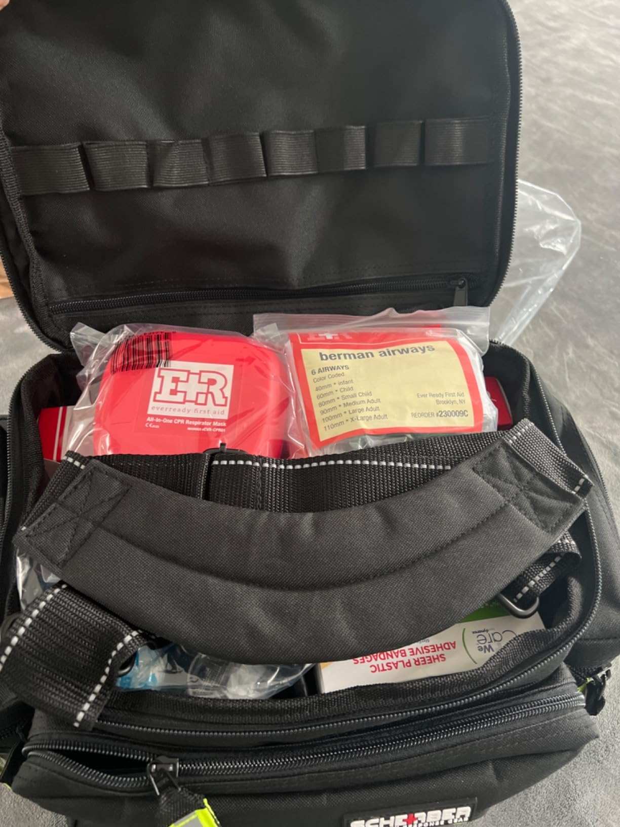 Scherber First Responder Fully-Stocked Professional Essentials EMT/EMS Trauma Kit | HSA/FSA Approved | Reflective Bag w/8 Zippered Pockets & Compartments & 200+ First Aid Supplies - Black customer photo 2