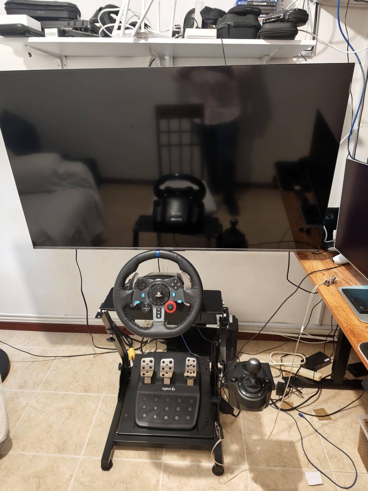 Racing Wheel Stand, Height Adjustable & Foldable Steering Wheal Stand Compatible with Logitech G25,G27,G29,G920 Gaming Cockpit customer photo 1