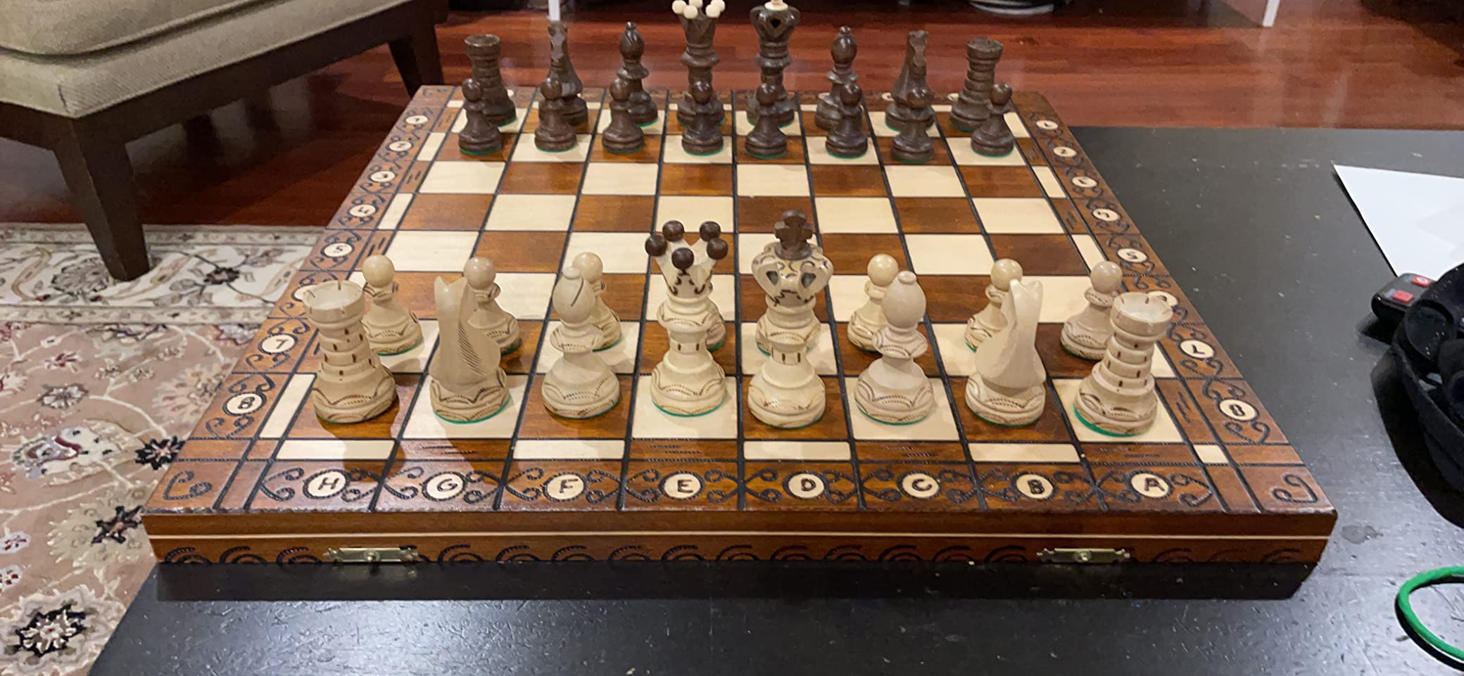 Handmade European Wooden Chess Set with 21 Inch Board and Hand Carved Chess Pieces customer photo 2