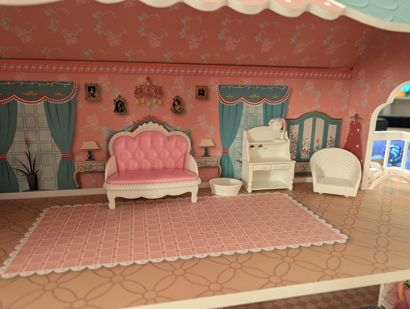 ROBUD Wooden Dollhouse with Furniture Blue for Girls 3-6 customer photo 1